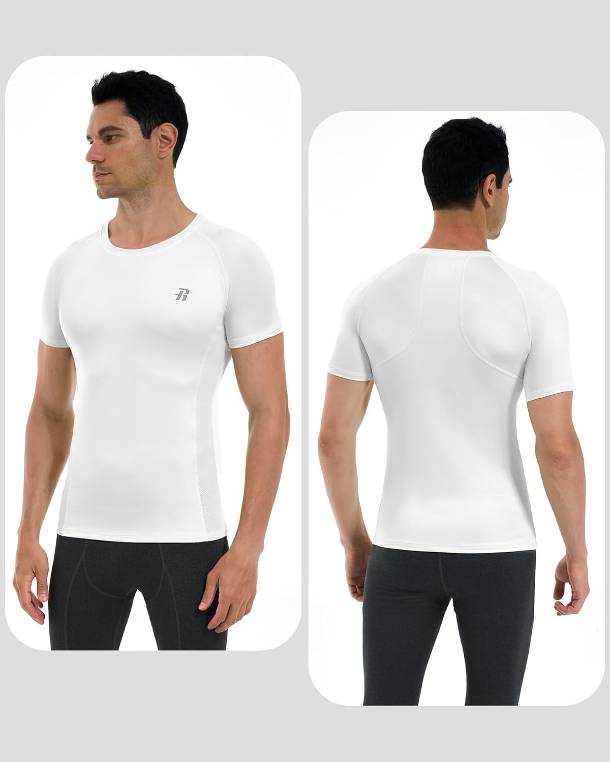 image:imageRunhit Mens Compression Shirts Short Sleeve Athletic T Shirt Cool Dry Workout Tops Sports Base Layer Undershirt3 PackwhiteWhiteWhite
