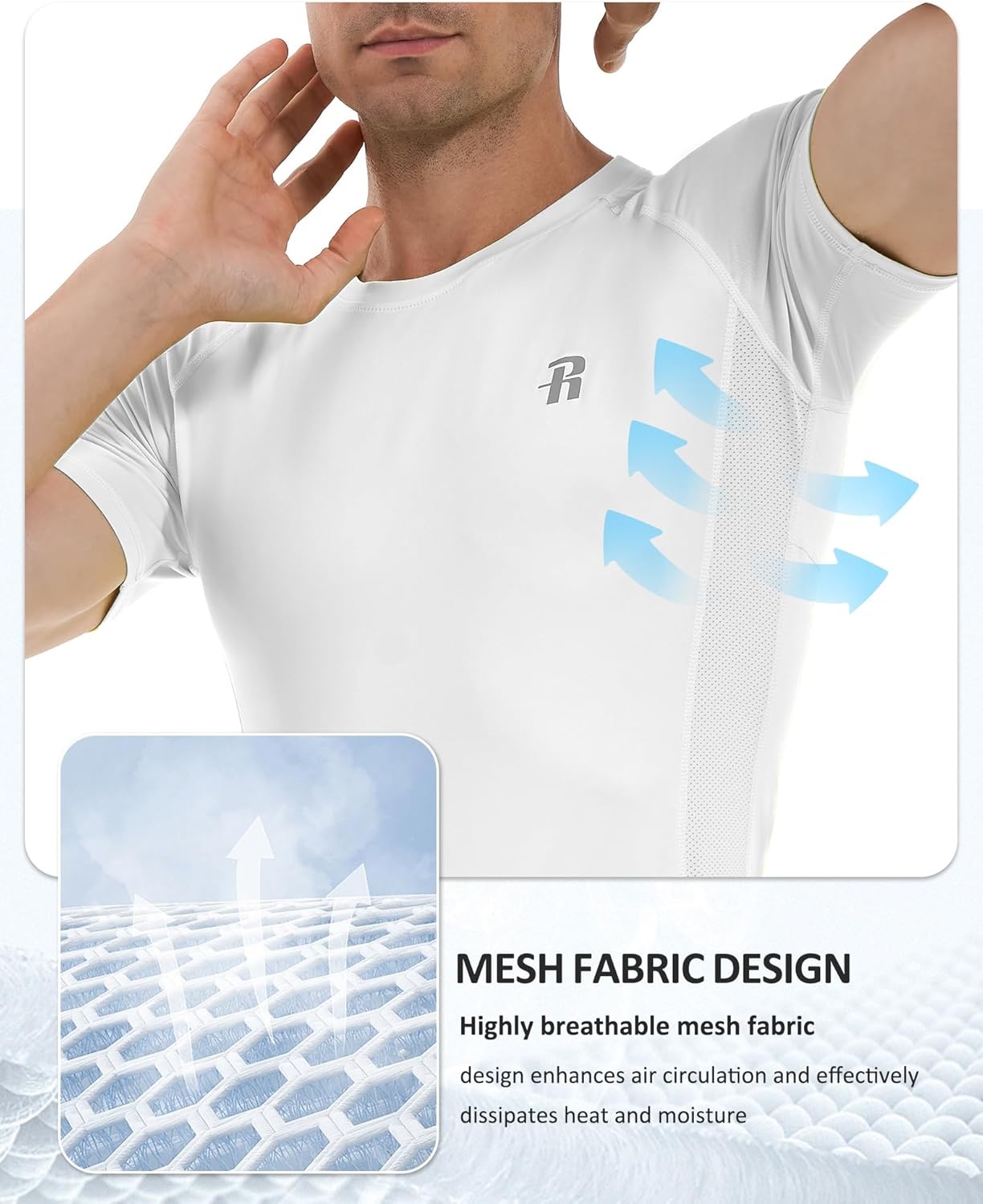 image:imageRunhit Mens Compression Shirts Short Sleeve Athletic T Shirt Cool Dry Workout Tops Sports Base Layer Undershirt3 PackwhiteWhiteWhite