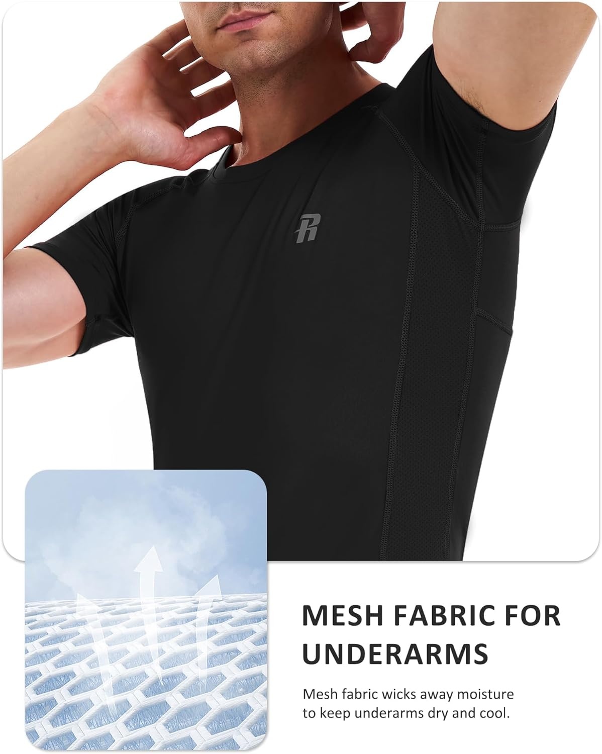 image:imageRunhit Mens Compression Shirts Short Sleeve Athletic T Shirt Cool Dry Workout Tops Sports Base Layer UndershirtBlackblack