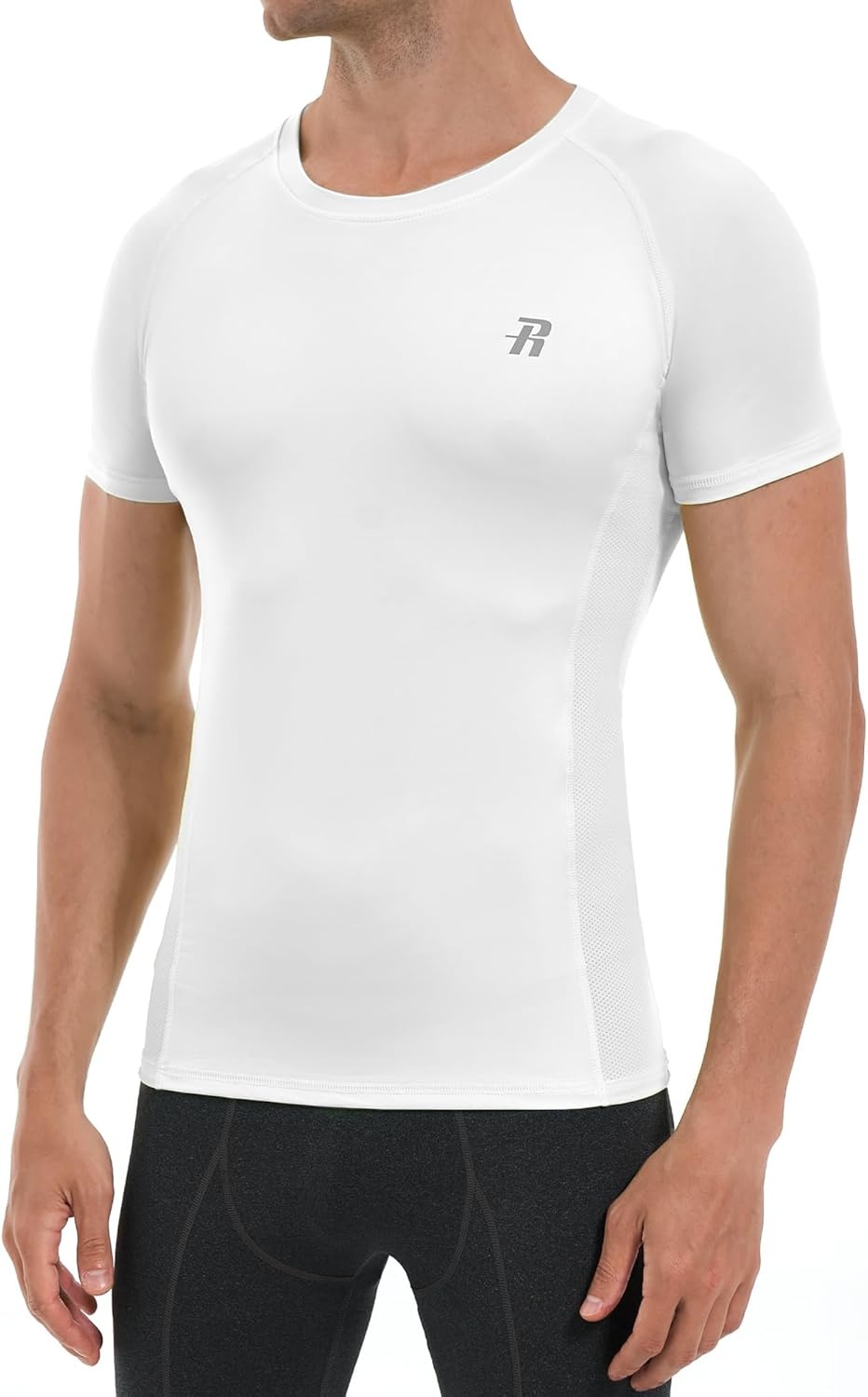 image:imageRunhit Mens Compression Shirts Short Sleeve Athletic T Shirt Cool Dry Workout Tops Sports Base Layer UndershirtBlackwhite