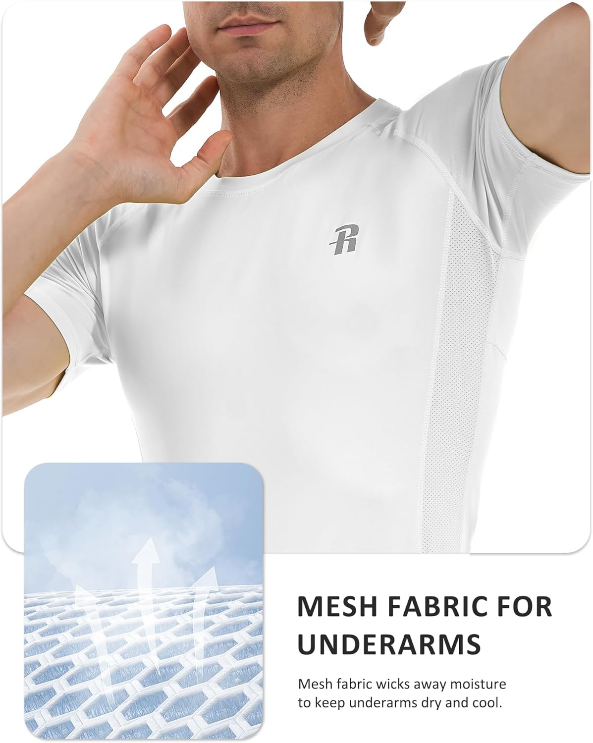 image:imageRunhit Mens Compression Shirts Short Sleeve Athletic T Shirt Cool Dry Workout Tops Sports Base Layer UndershirtBlackwhite