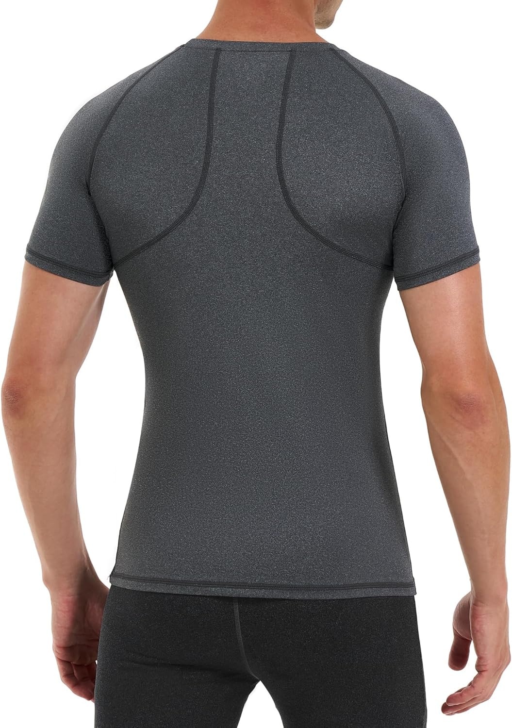 image:imageRunhit Mens Compression Shirts Short Sleeve Athletic T Shirt Cool Dry Workout Tops Sports Base Layer UndershirtDark Graywhite