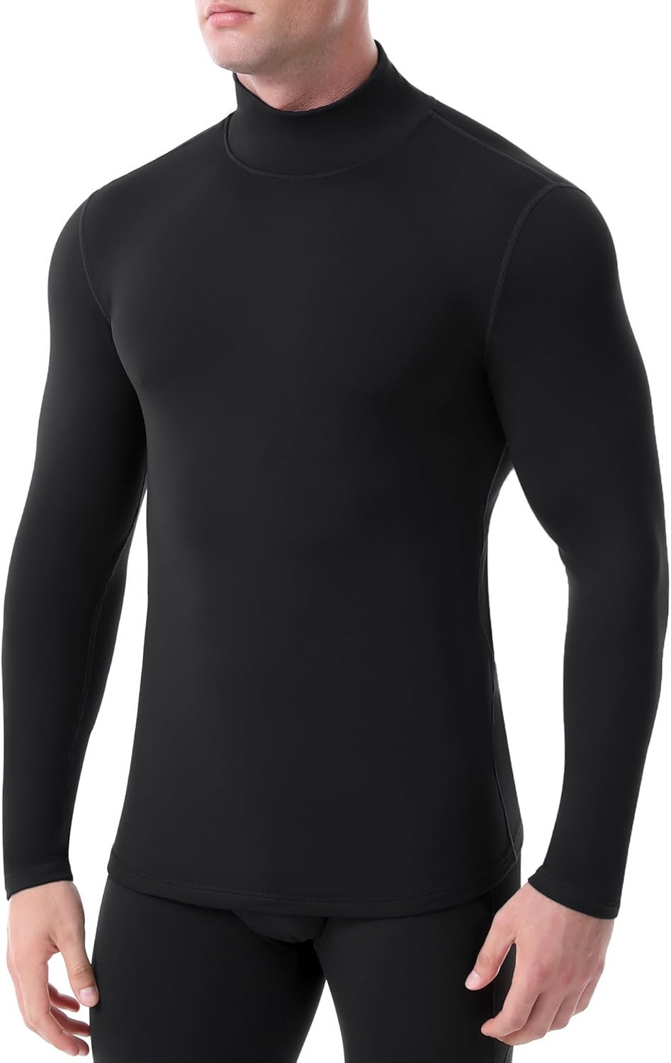 image:imageRunhit Mens Thermal Compression Shirts Mock Turtleneck Long Sleeve Undershirt Fleece Lined Athletic Workout Base LayersBlack