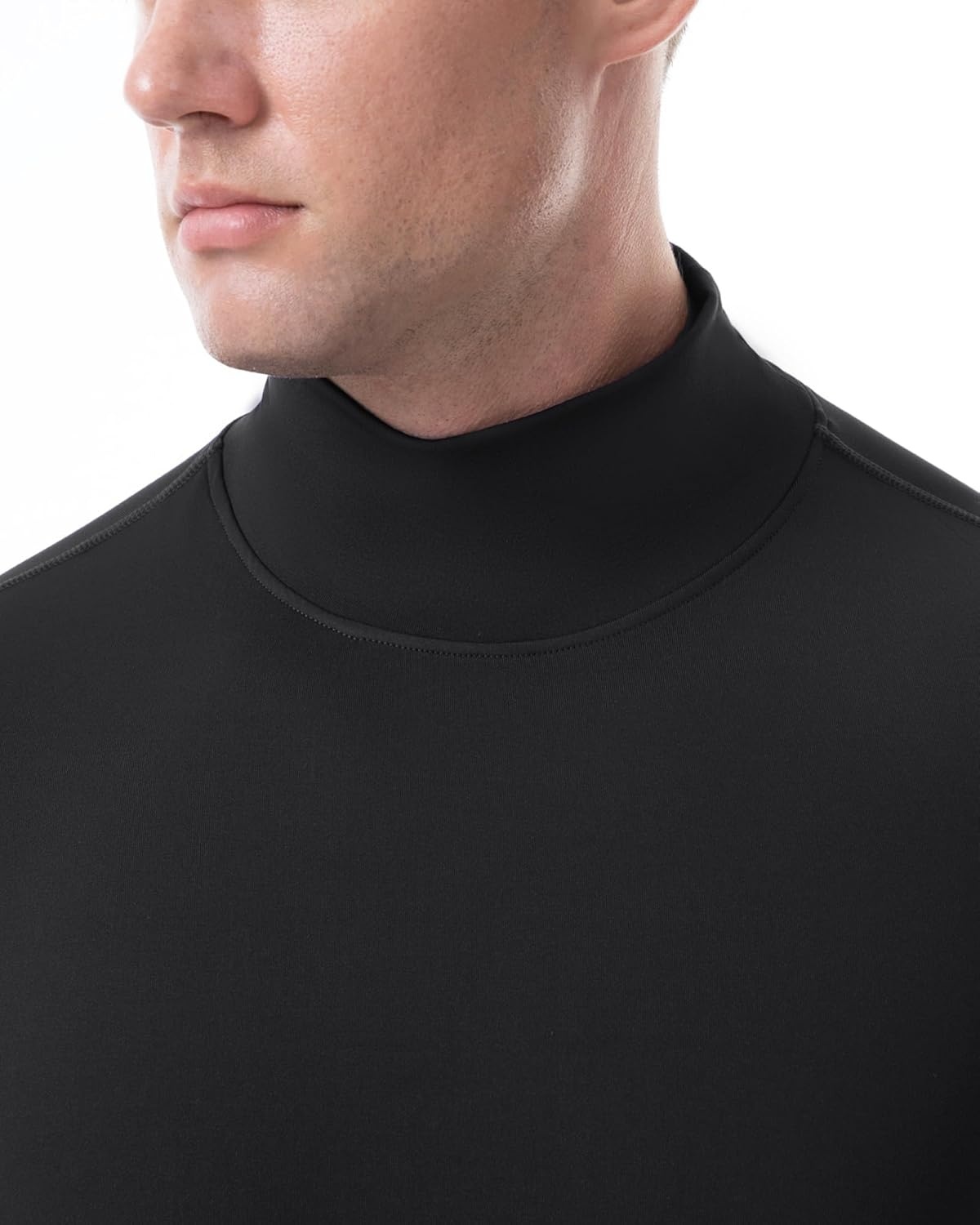 image:imageRunhit Mens Thermal Compression Shirts Mock Turtleneck Long Sleeve Undershirt Fleece Lined Athletic Workout Base LayersBlack