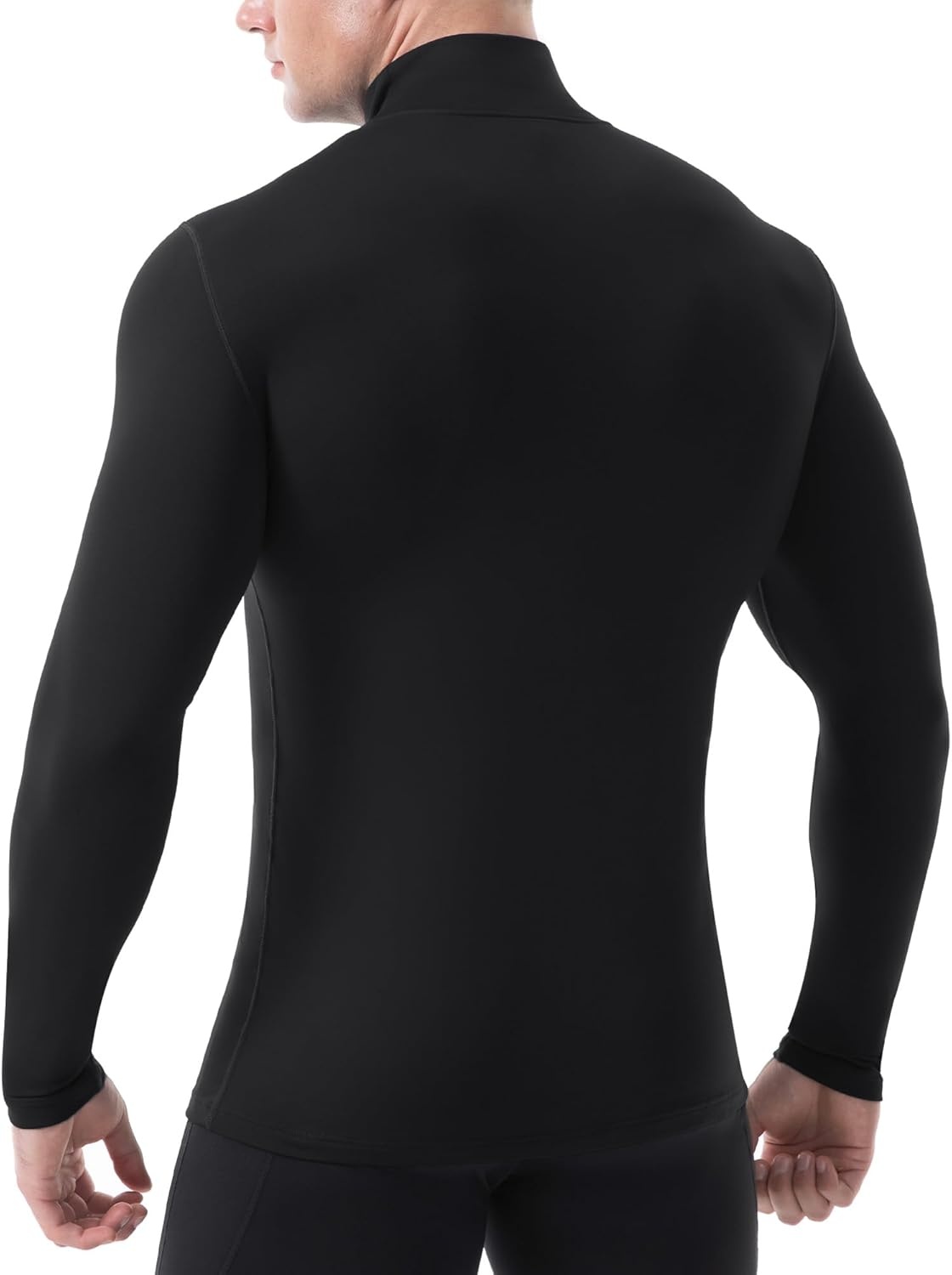 image:imageRunhit Mens Thermal Compression Shirts Mock Turtleneck Long Sleeve Undershirt Fleece Lined Athletic Workout Base LayersBlack
