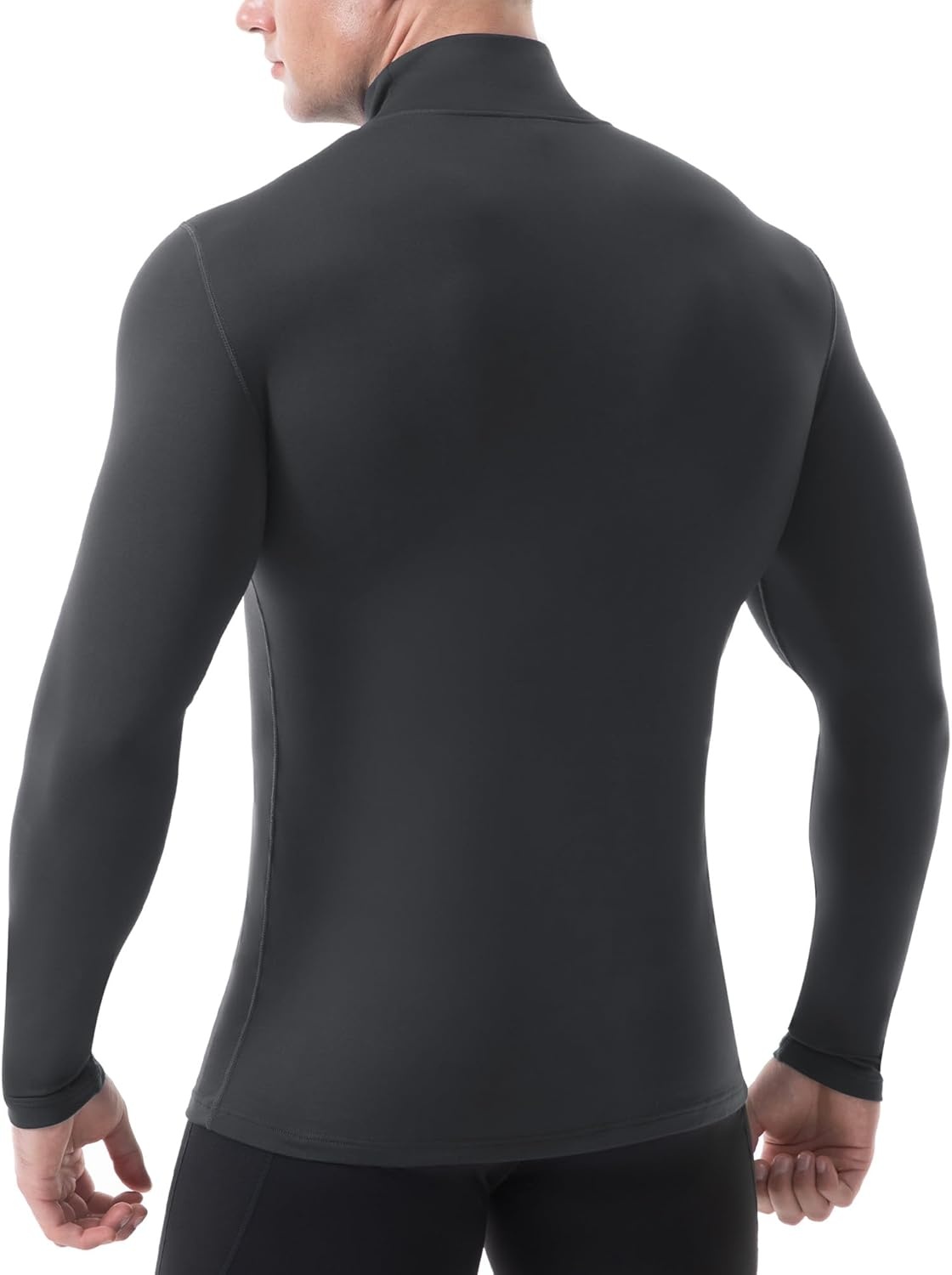 image:imageRunhit Mens Thermal Compression Shirts Mock Turtleneck Long Sleeve Undershirt Fleece Lined Athletic Workout Base LayersGray