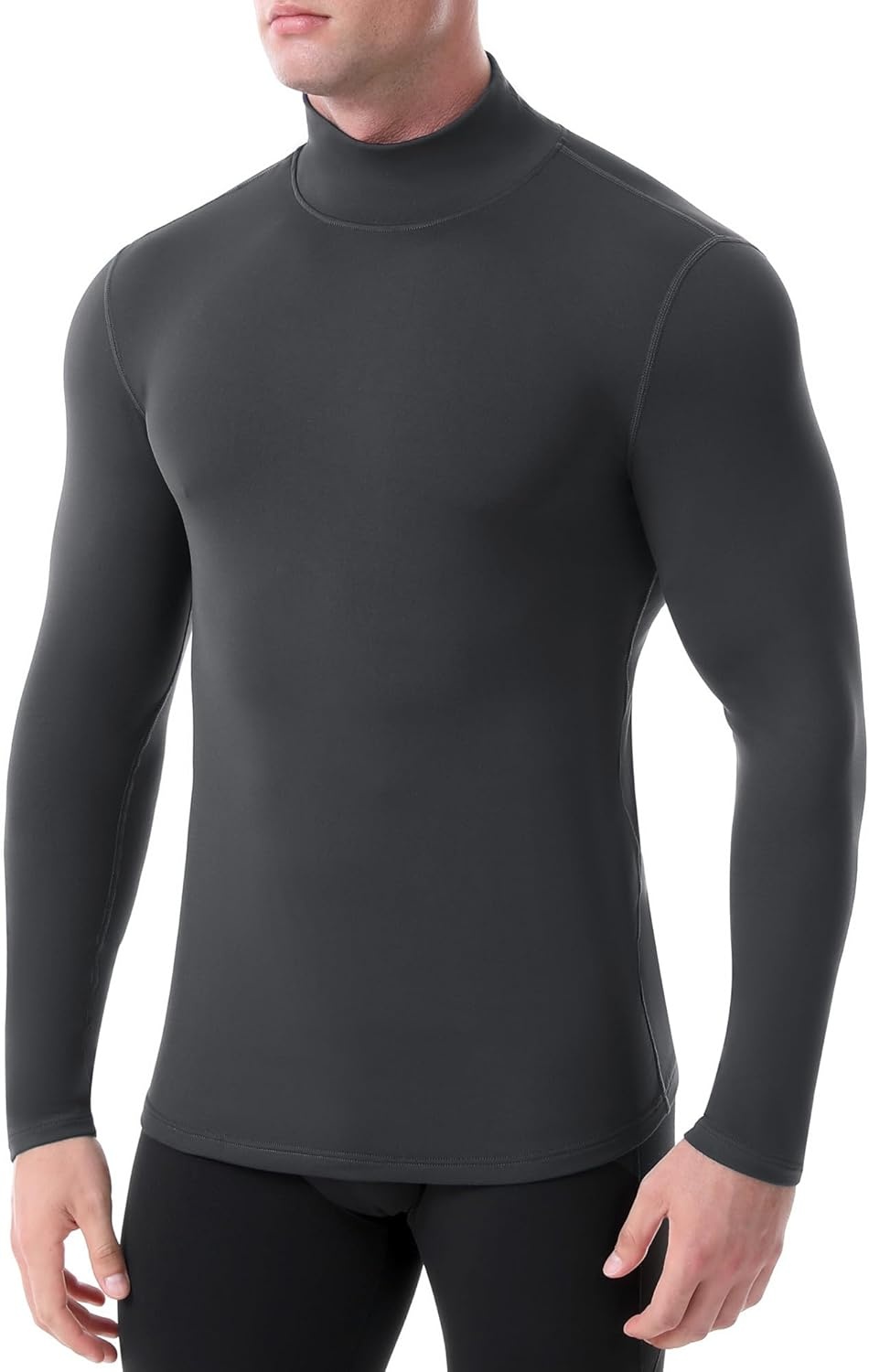 image:imageRunhit Mens Thermal Compression Shirts Mock Turtleneck Long Sleeve Undershirt Fleece Lined Athletic Workout Base LayersGray