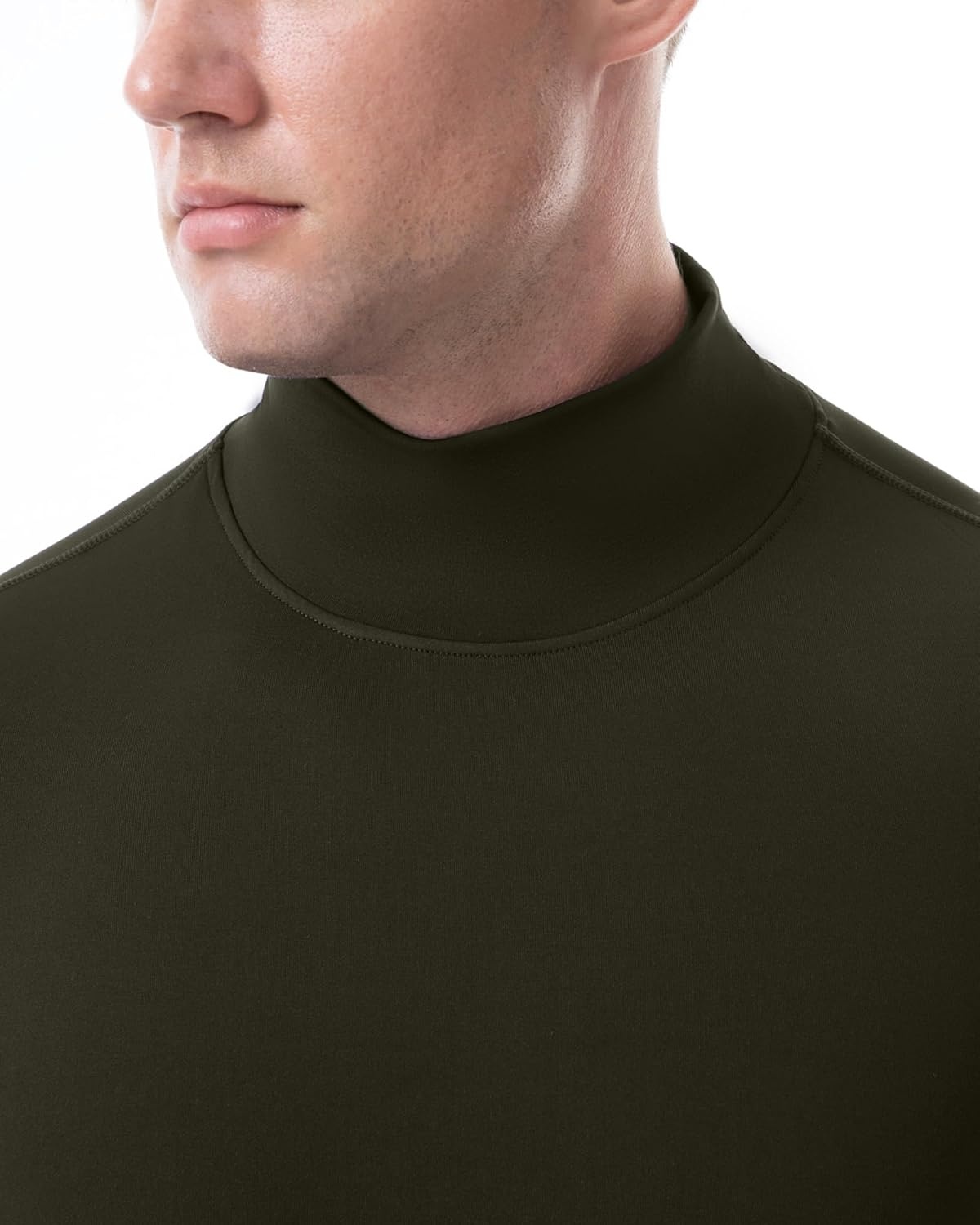 image:imageRunhit Mens Thermal Compression Shirts Mock Turtleneck Long Sleeve Undershirt Fleece Lined Athletic Workout Base LayersGreen