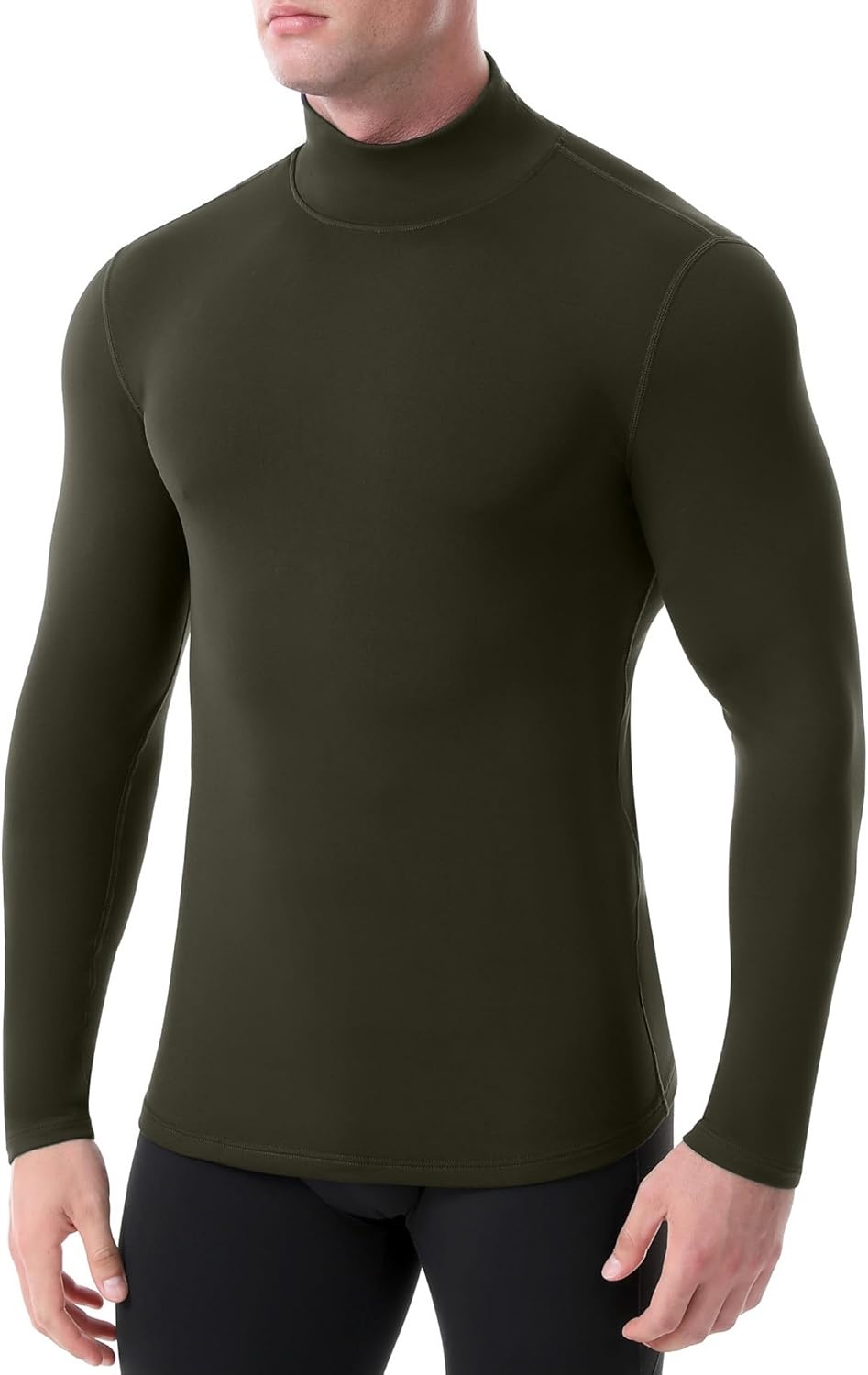 image:imageRunhit Mens Thermal Compression Shirts Mock Turtleneck Long Sleeve Undershirt Fleece Lined Athletic Workout Base LayersGreen