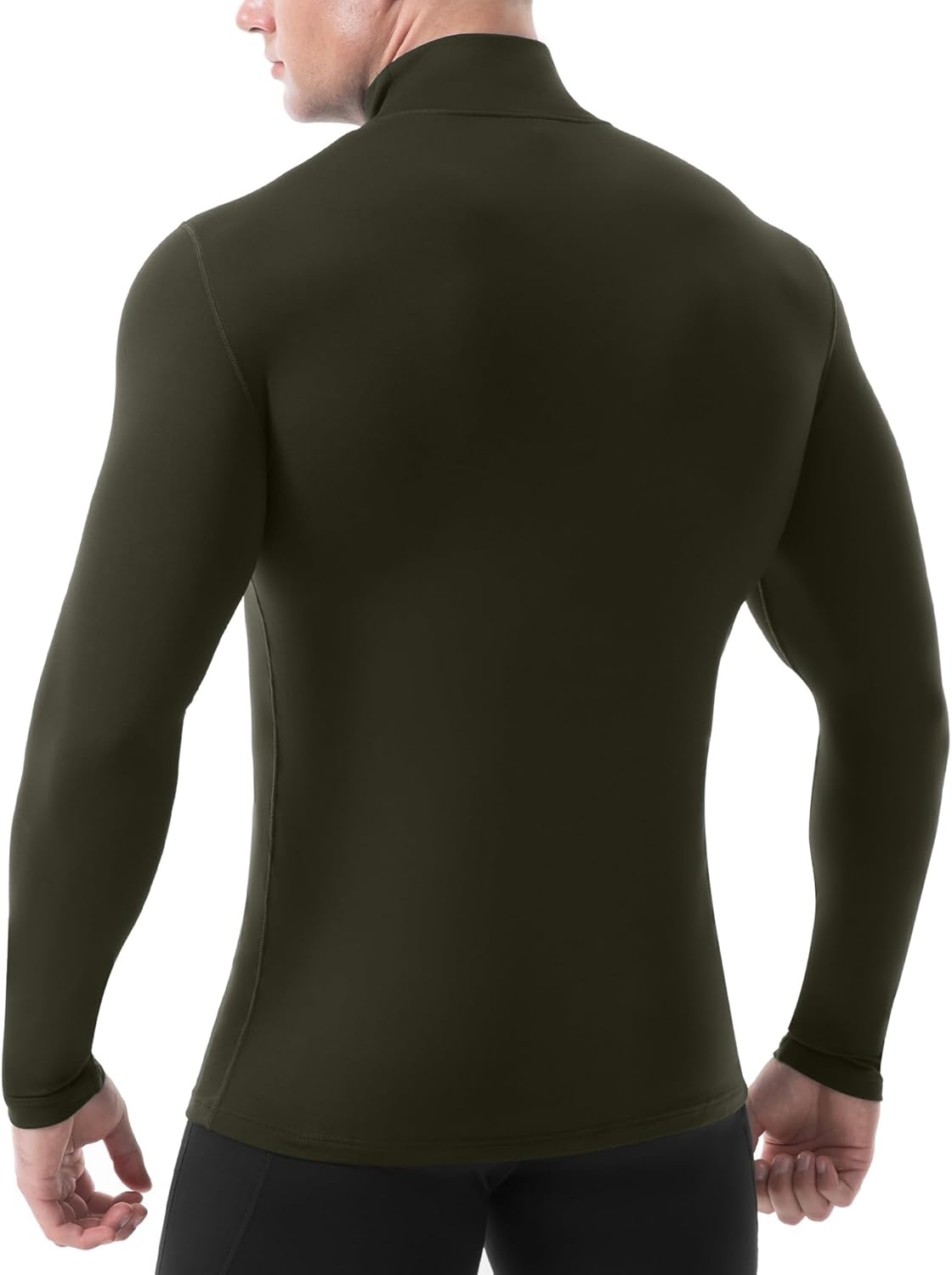 image:imageRunhit Mens Thermal Compression Shirts Mock Turtleneck Long Sleeve Undershirt Fleece Lined Athletic Workout Base LayersGreen