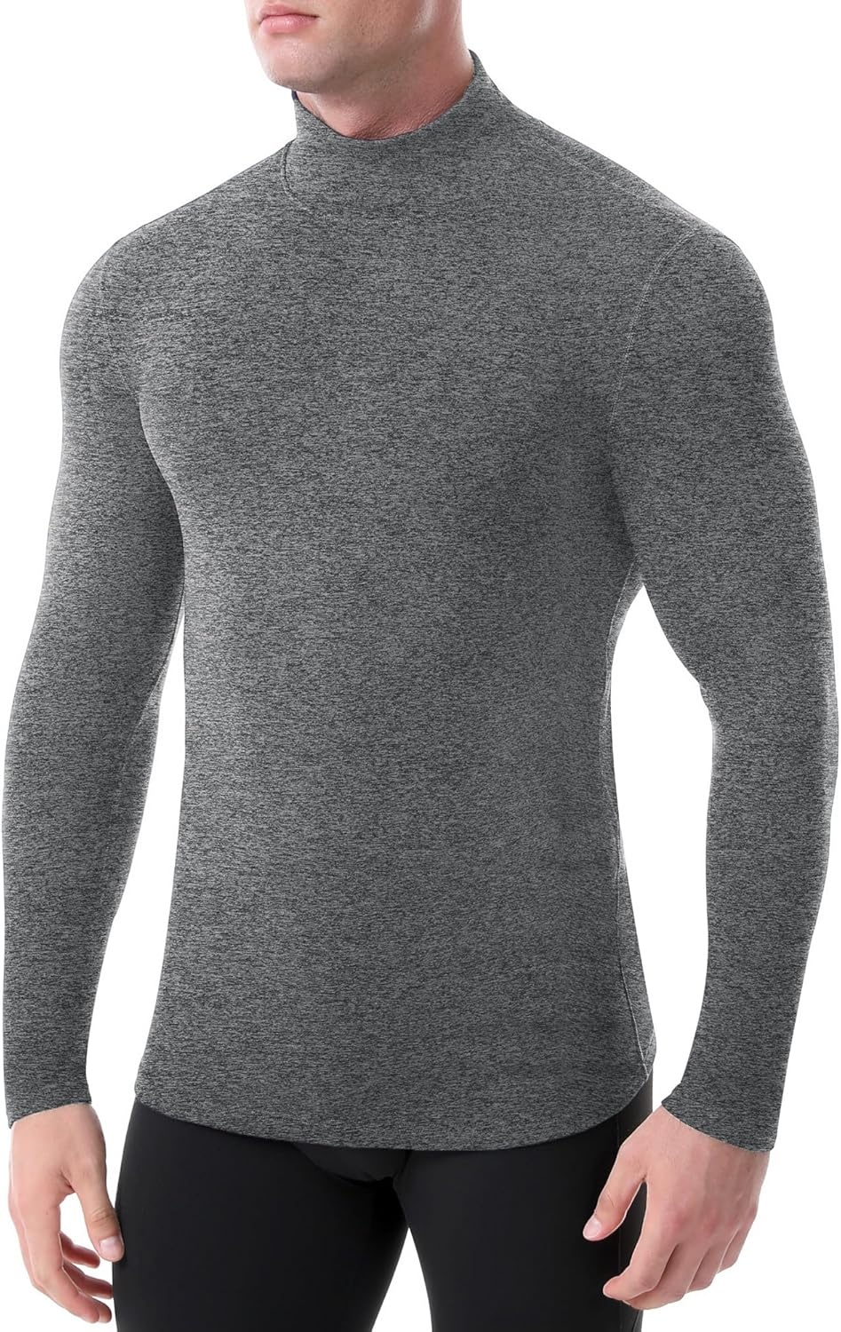 image:imageRunhit Mens Thermal Compression Shirts Mock Turtleneck Long Sleeve Undershirt Fleece Lined Athletic Workout Base LayersHeather Gray