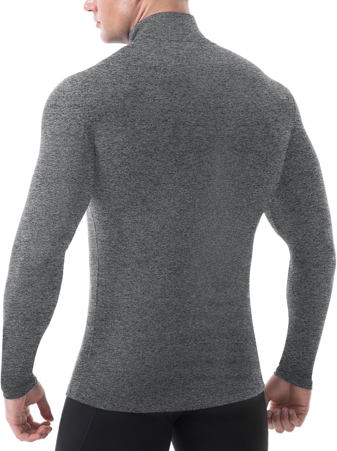 image:imageRunhit Mens Thermal Compression Shirts Mock Turtleneck Long Sleeve Undershirt Fleece Lined Athletic Workout Base LayersHeather Gray