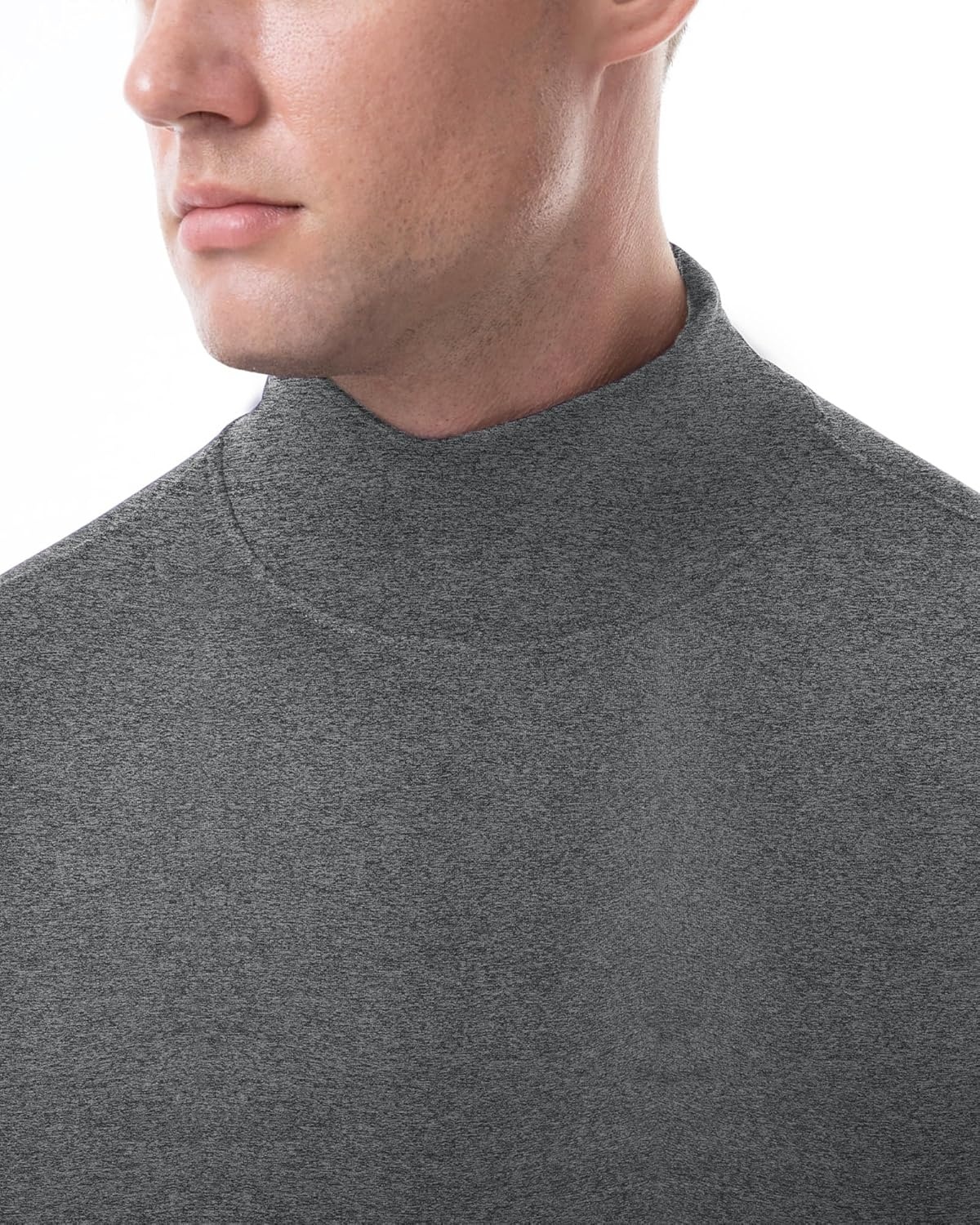 image:imageRunhit Mens Thermal Compression Shirts Mock Turtleneck Long Sleeve Undershirt Fleece Lined Athletic Workout Base LayersHeather Gray