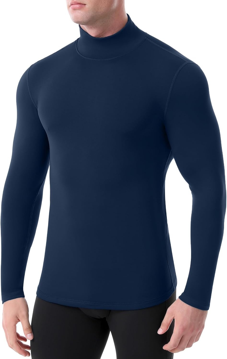 image:imageRunhit Mens Thermal Compression Shirts Mock Turtleneck Long Sleeve Undershirt Fleece Lined Athletic Workout Base LayersOcean Blue