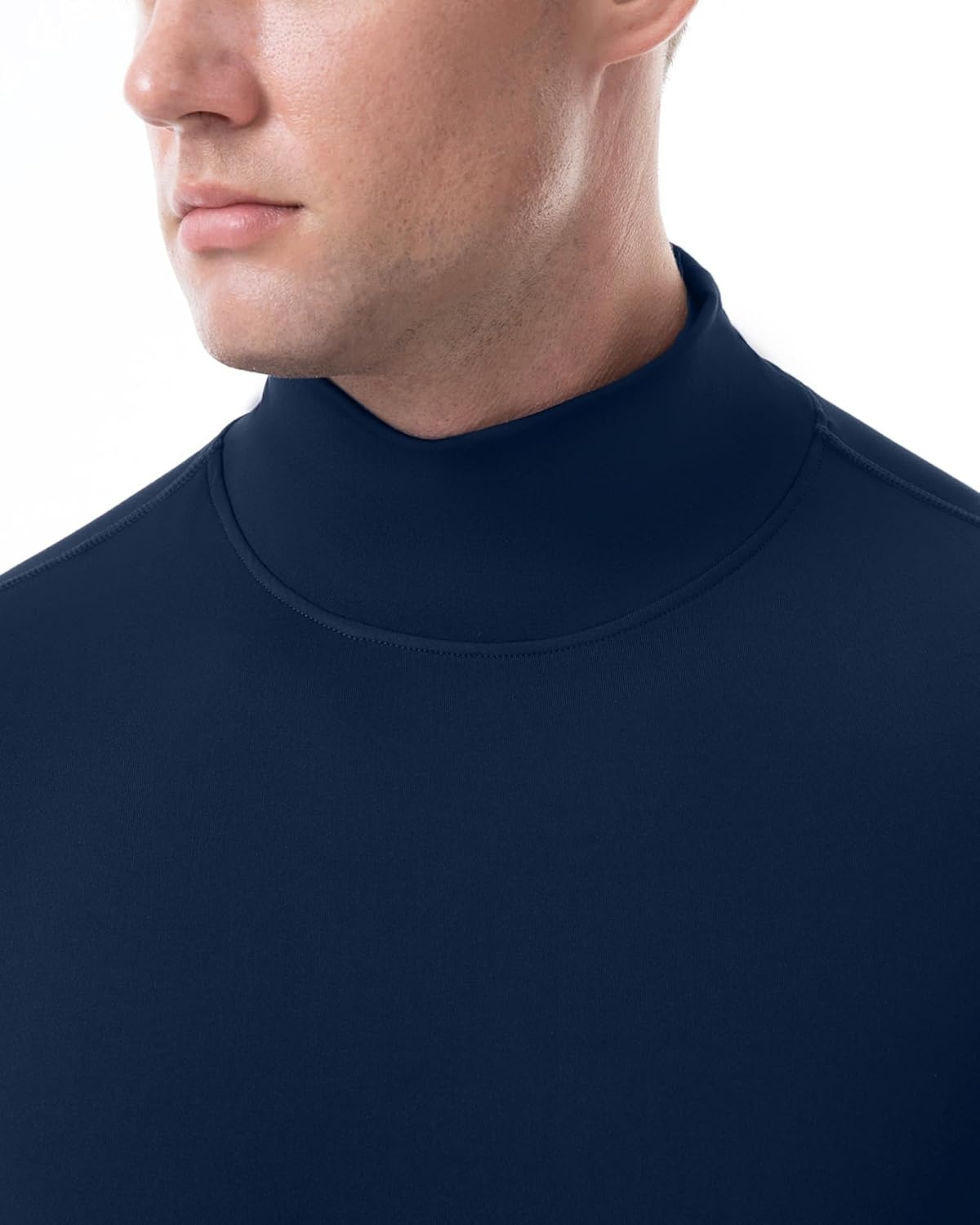 image:imageRunhit Mens Thermal Compression Shirts Mock Turtleneck Long Sleeve Undershirt Fleece Lined Athletic Workout Base LayersOcean Blue