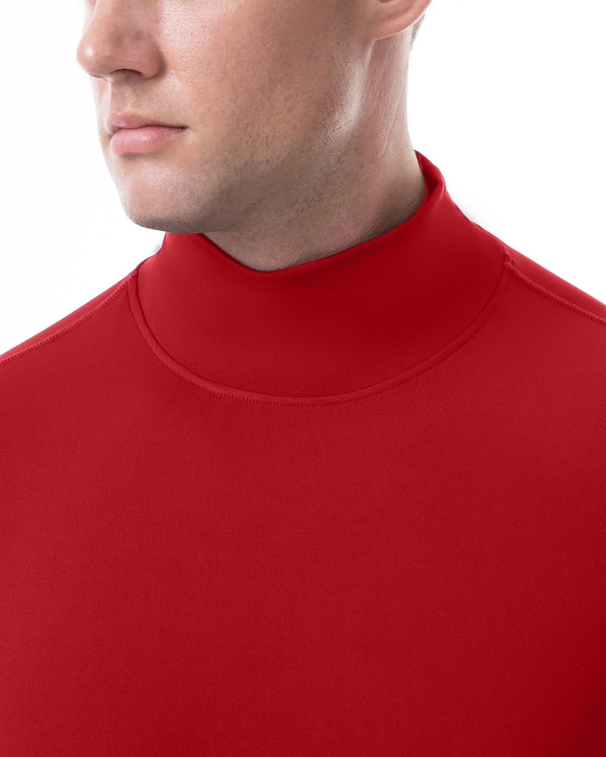 image:imageRunhit Mens Thermal Compression Shirts Mock Turtleneck Long Sleeve Undershirt Fleece Lined Athletic Workout Base LayersRed