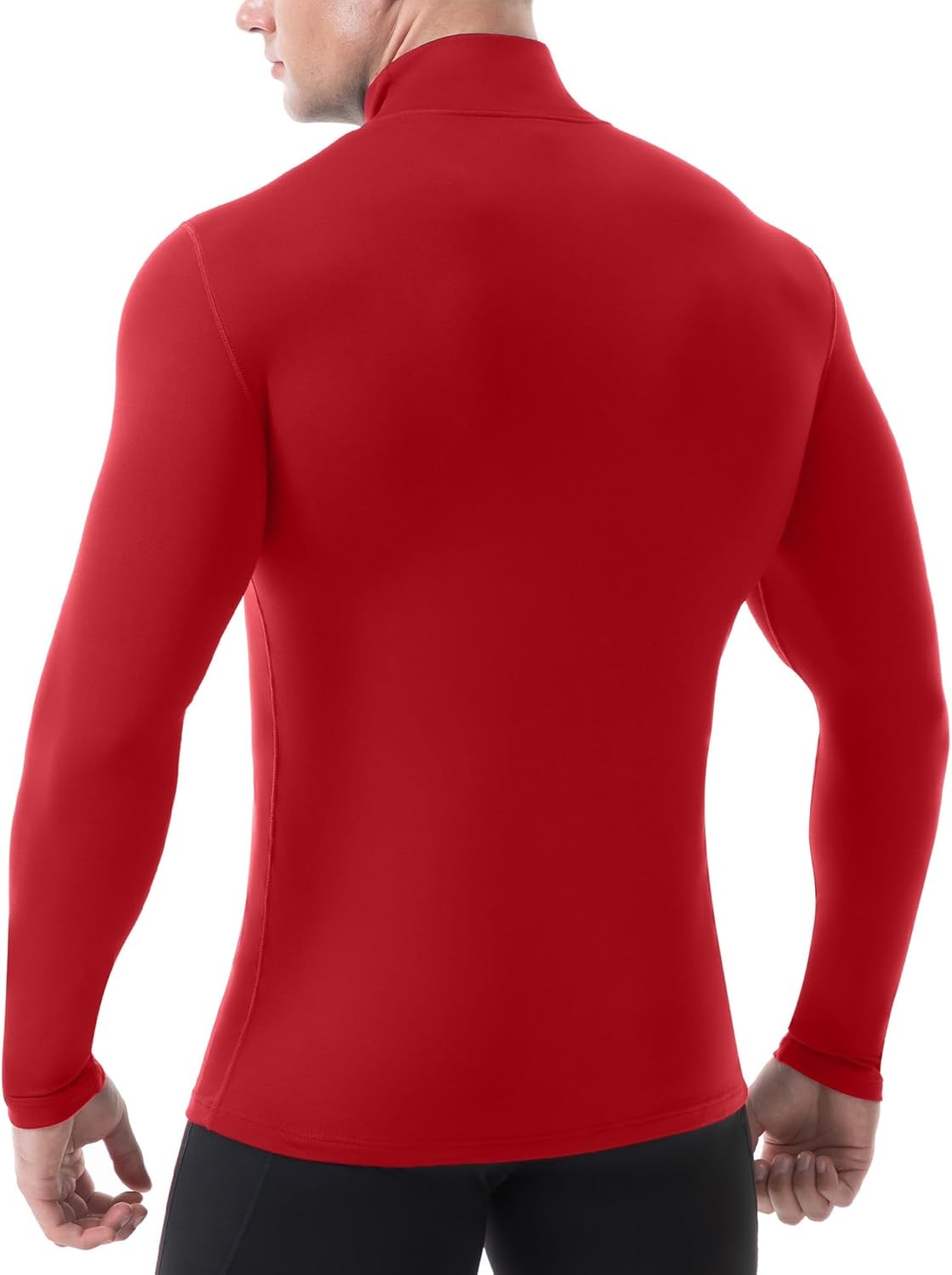 image:imageRunhit Mens Thermal Compression Shirts Mock Turtleneck Long Sleeve Undershirt Fleece Lined Athletic Workout Base LayersRed