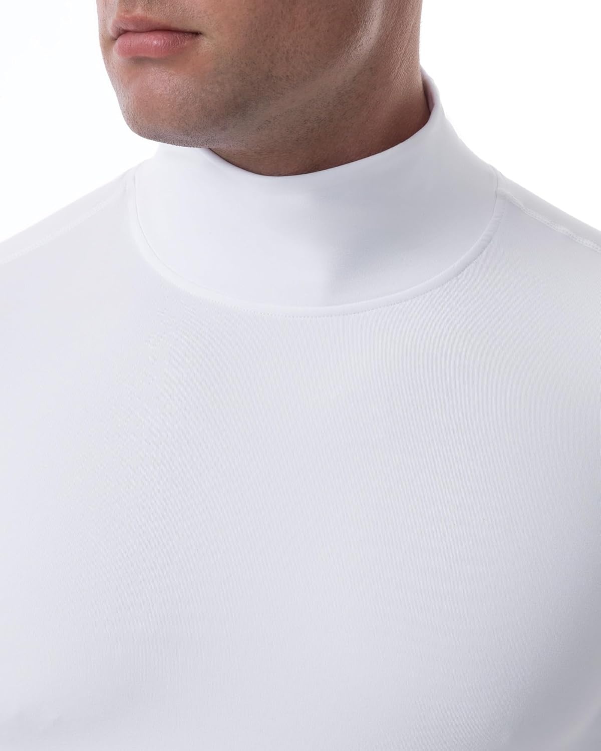 image:imageRunhit Mens Thermal Compression Shirts Mock Turtleneck Long Sleeve Undershirt Fleece Lined Athletic Workout Base LayersWhite