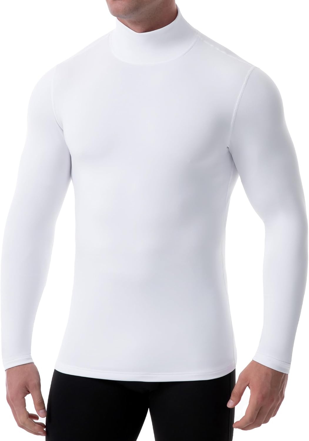 image:imageRunhit Mens Thermal Compression Shirts Mock Turtleneck Long Sleeve Undershirt Fleece Lined Athletic Workout Base LayersWhite
