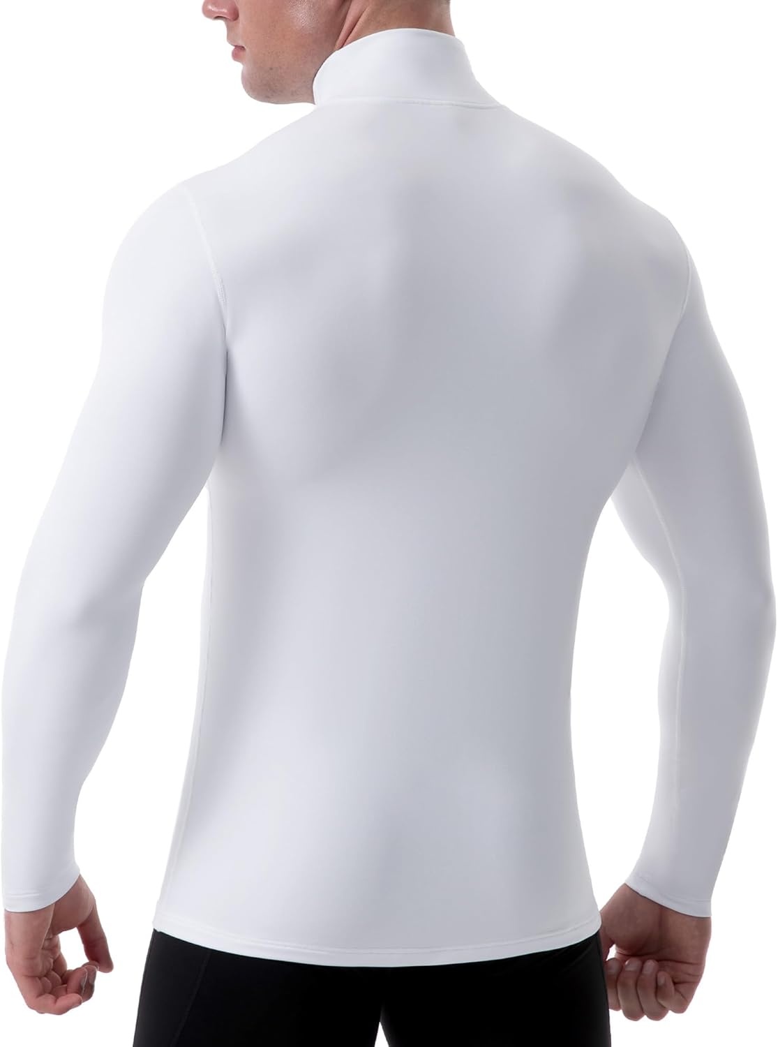 image:imageRunhit Mens Thermal Compression Shirts Mock Turtleneck Long Sleeve Undershirt Fleece Lined Athletic Workout Base LayersWhite