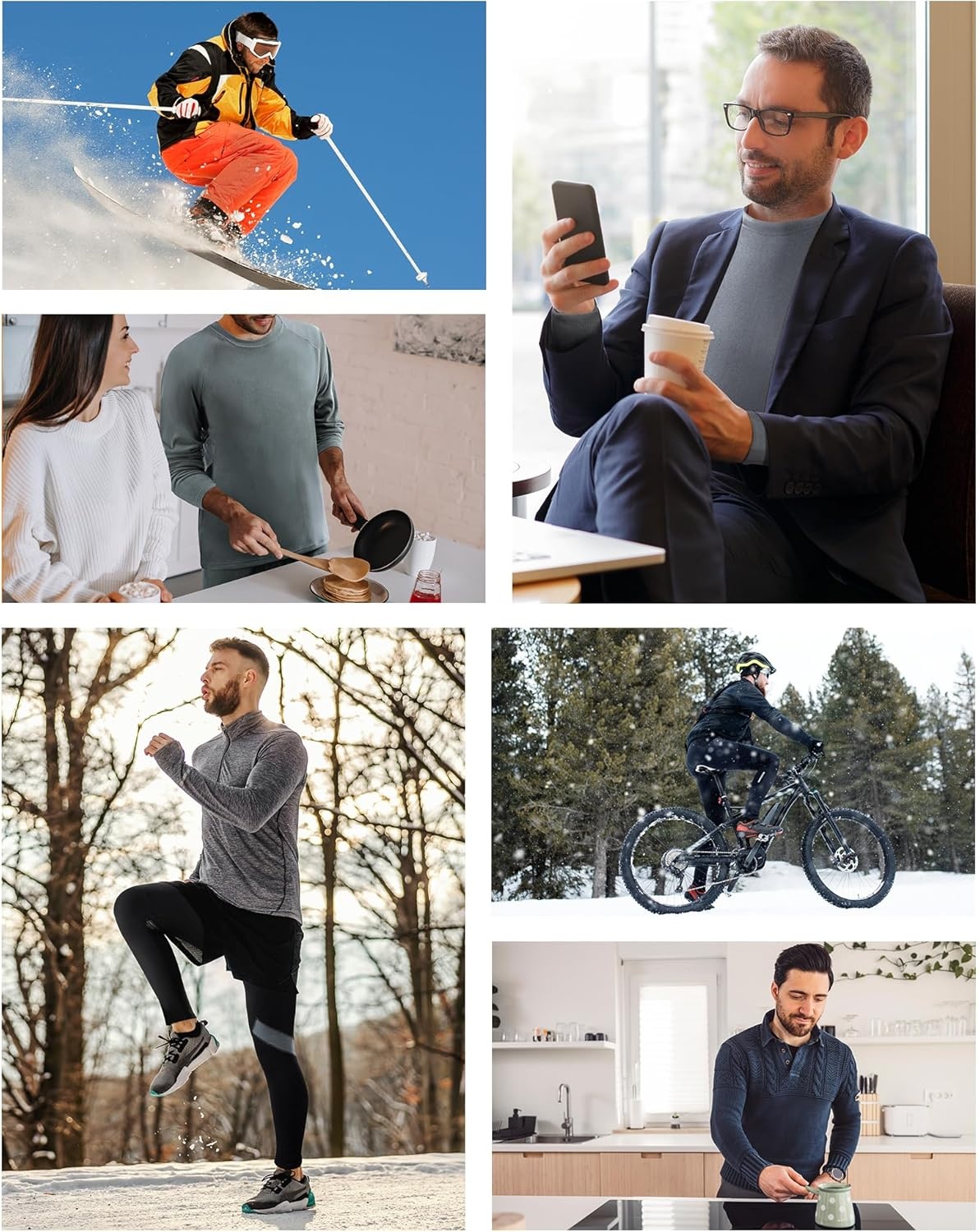 image:imageRunhit Mens Thermal Underwear SetFleece Lined Long Johns for Men Thermal Shirts and Pants Base Layer Cold Weather ThermalsGray Greenblack
