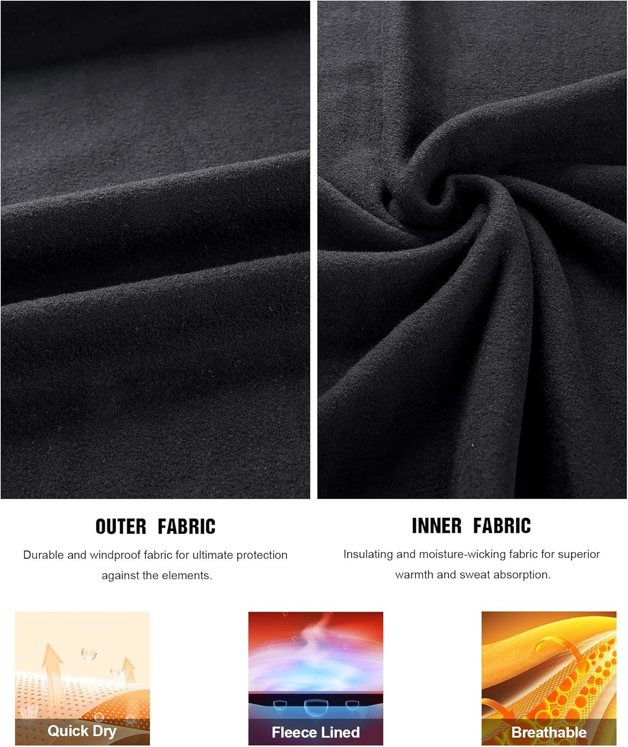 image:imageRunhit Mens Thermal Underwear SetFleece Lined Long Johns for Men Thermal Shirts and Pants Base Layer Cold Weather ThermalsMockblack