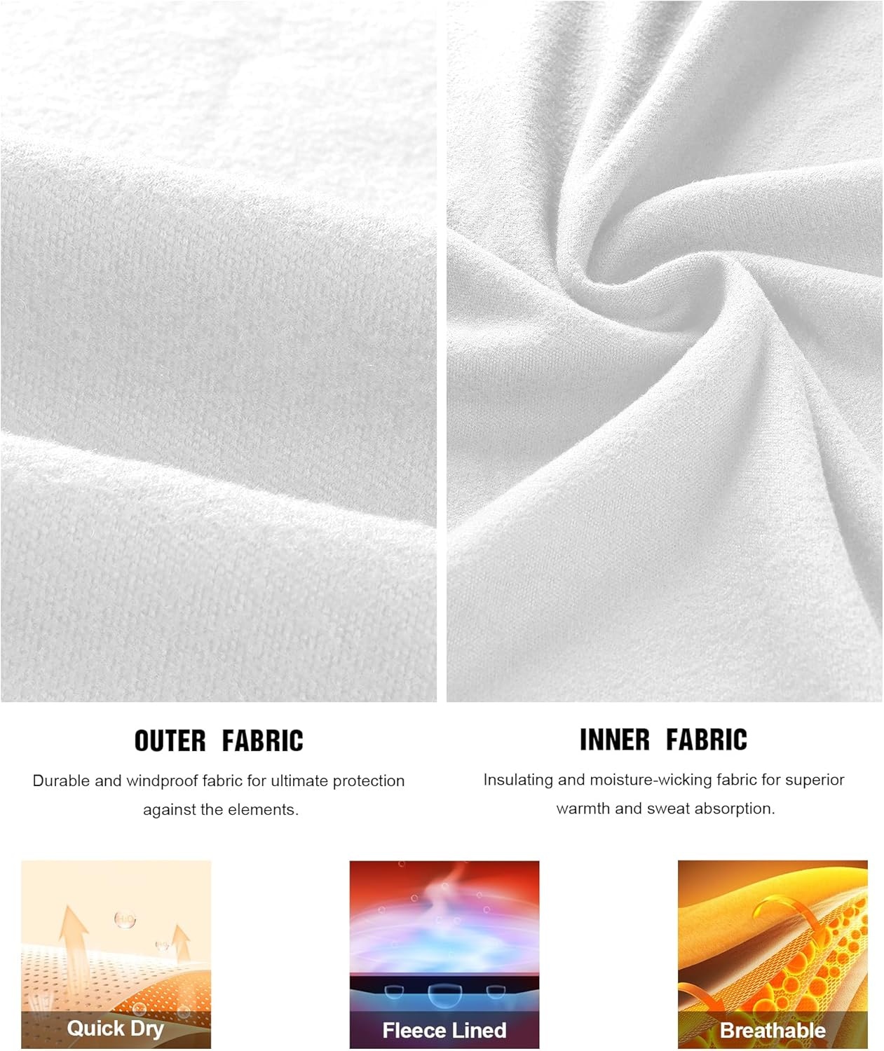 image:imageRunhit Mens Thermal Underwear SetFleece Lined Long Johns for Men Thermal Shirts and Pants Base Layer Cold Weather ThermalsMockneckwhite