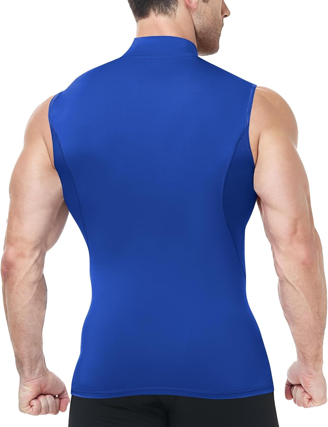image:imageRunhit Mens Turtleneck Compression Tank Top Sleeveless Mock Neck Shirt UPF 50 Athletic Undershirt Football Gym RunningRoyal Blue