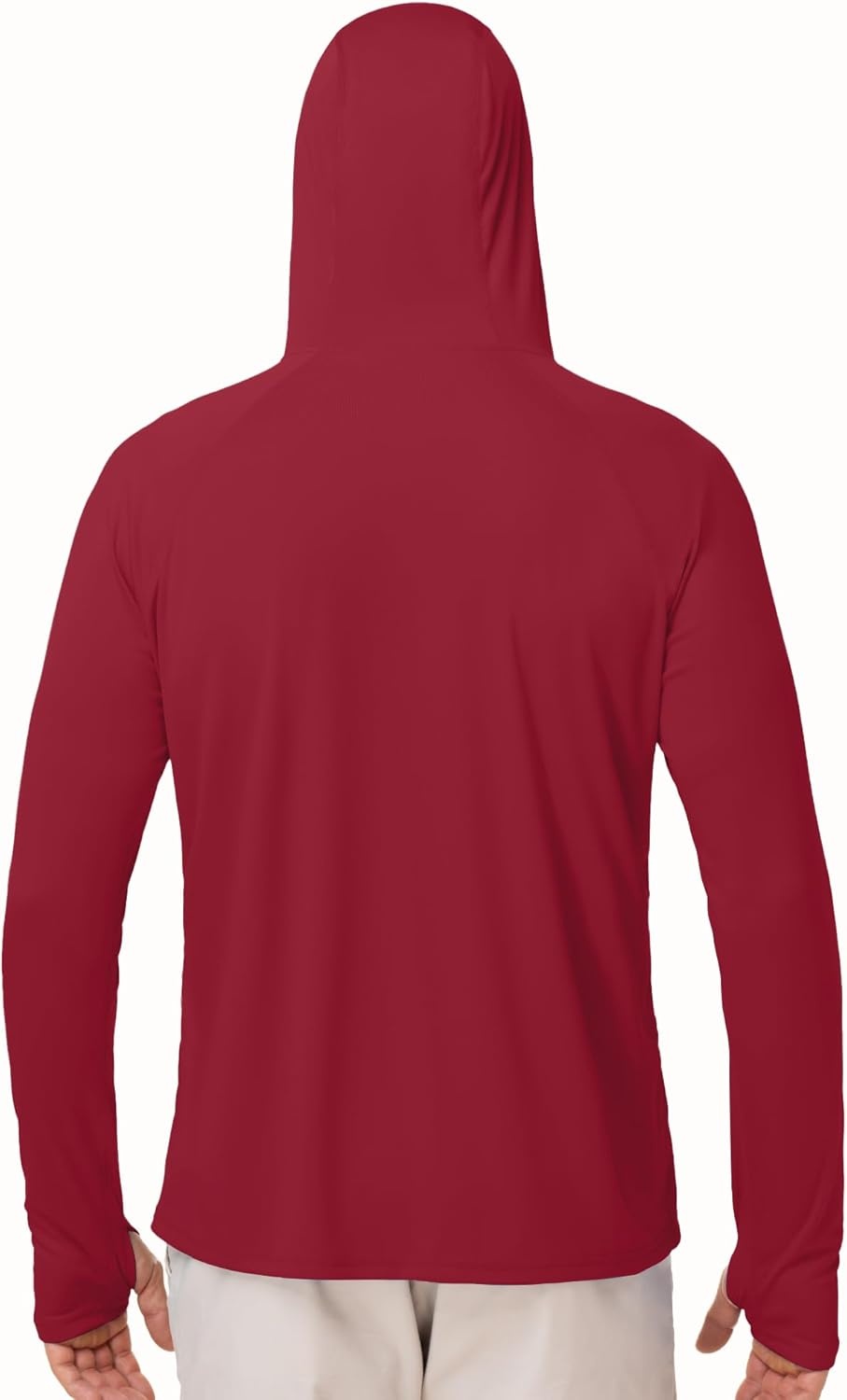 image:imageRunhit Mens UPF 50 Fishing Shirt Hoodie with Mask UV Sun Protection Long Sleeve Shirt Rash Guard Hiking Lightweight CoolingBeet Red
