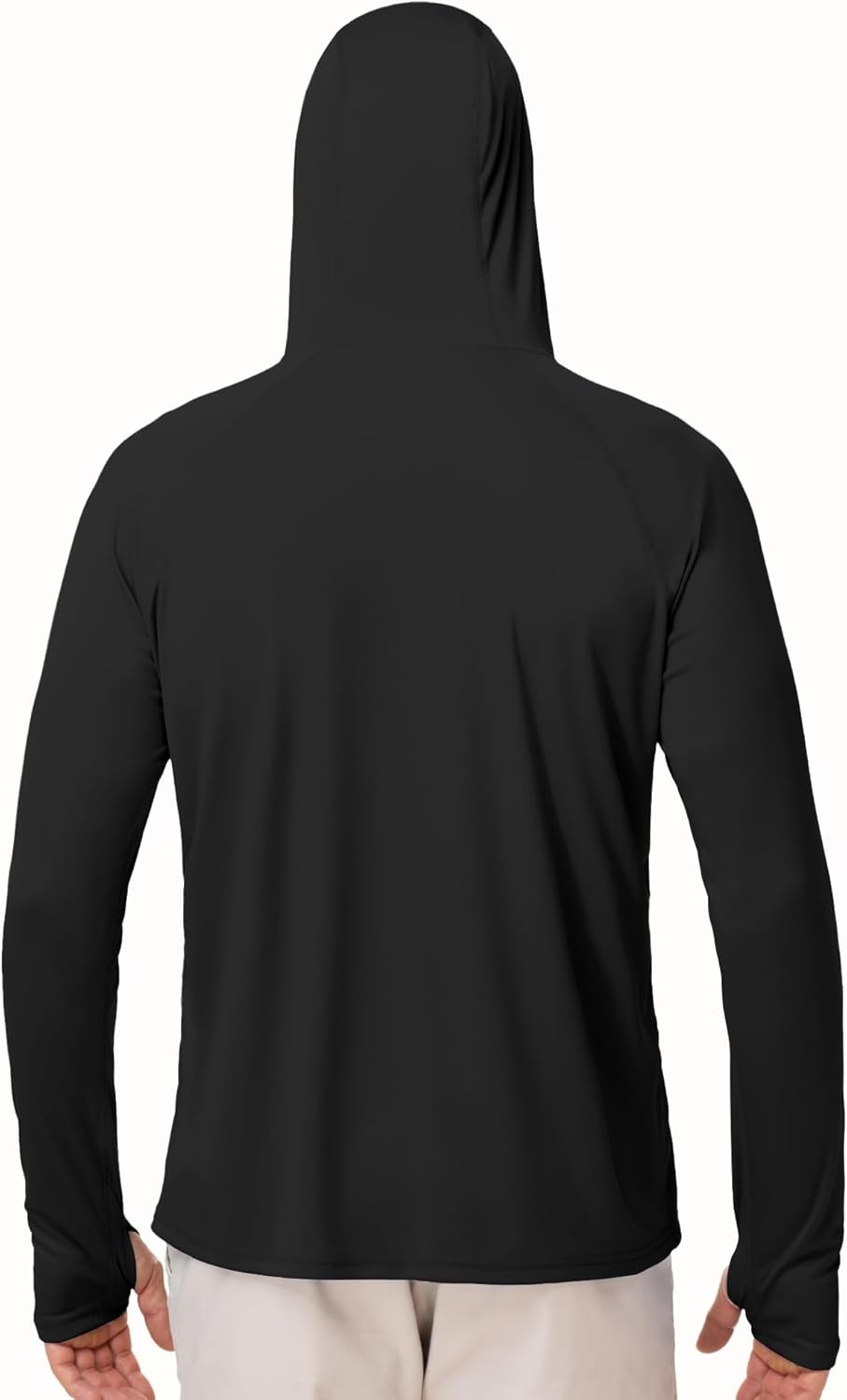 image:imageRunhit Mens UPF 50 Fishing Shirt Hoodie with Mask UV Sun Protection Long Sleeve Shirt Rash Guard Hiking Lightweight CoolingBlack