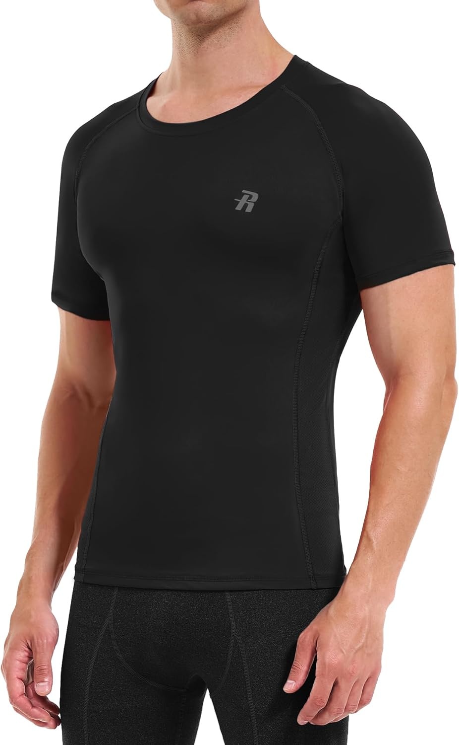 image:imageRunhit Short Sleeve Compression Shirts for Men Quick Dry Cool Mens Compression TShirt Athletic Workout Base LayerBlack