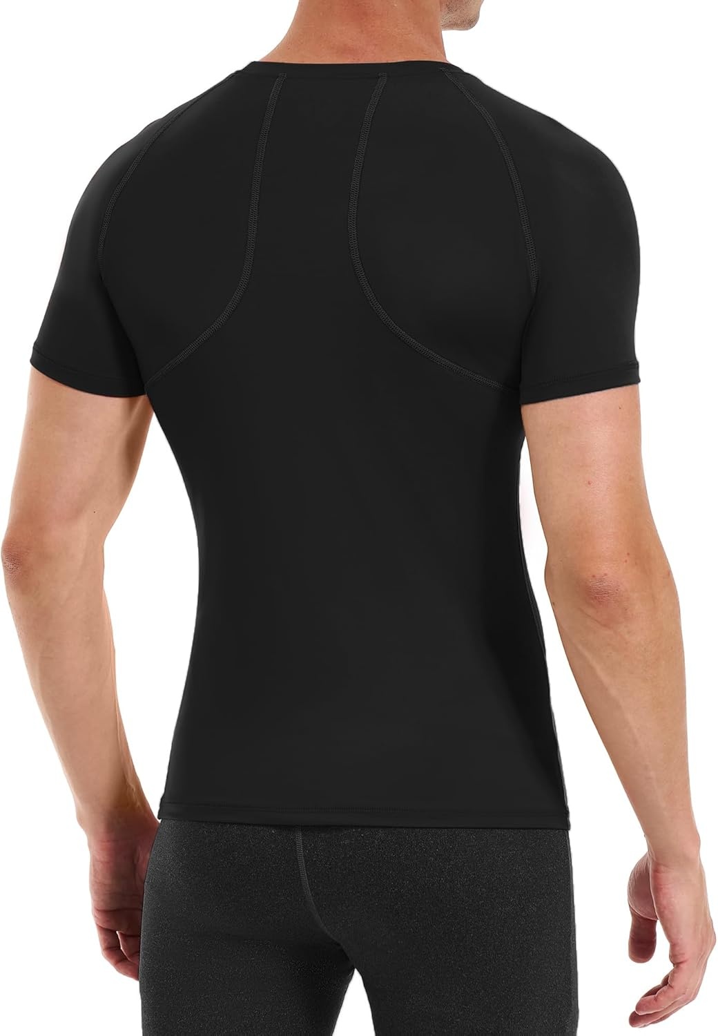 image:imageRunhit Short Sleeve Compression Shirts for Men Quick Dry Cool Mens Compression TShirt Athletic Workout Base LayerBlack