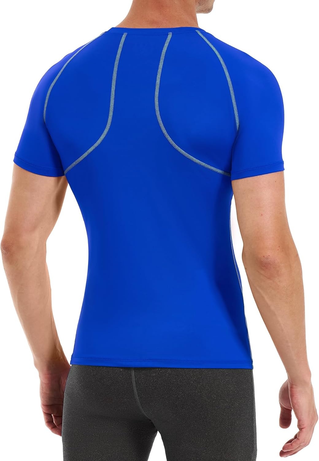 image:imageRunhit Short Sleeve Compression Shirts for Men Quick Dry Cool Mens Compression TShirt Athletic Workout Base LayerBlue