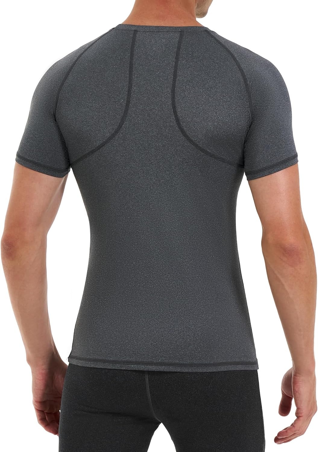 image:imageRunhit Short Sleeve Compression Shirts for Men Quick Dry Cool Mens Compression TShirt Athletic Workout Base LayerGrey