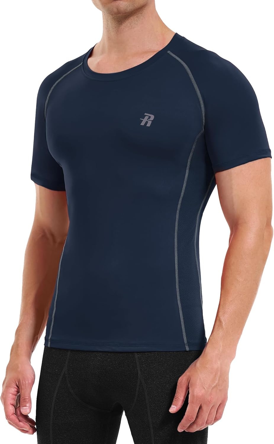 image:imageRunhit Short Sleeve Compression Shirts for Men Quick Dry Cool Mens Compression TShirt Athletic Workout Base LayerNavy