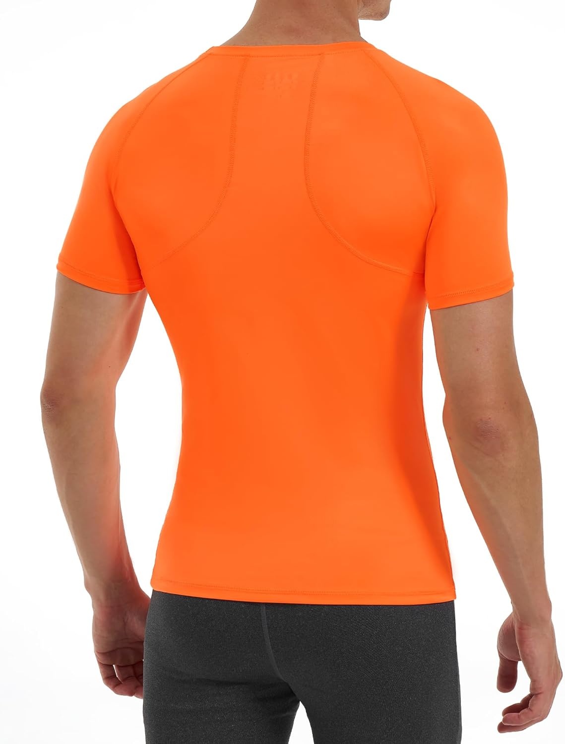 image:imageRunhit Short Sleeve Compression Shirts for Men Quick Dry Cool Mens Compression TShirt Athletic Workout Base LayerOrange