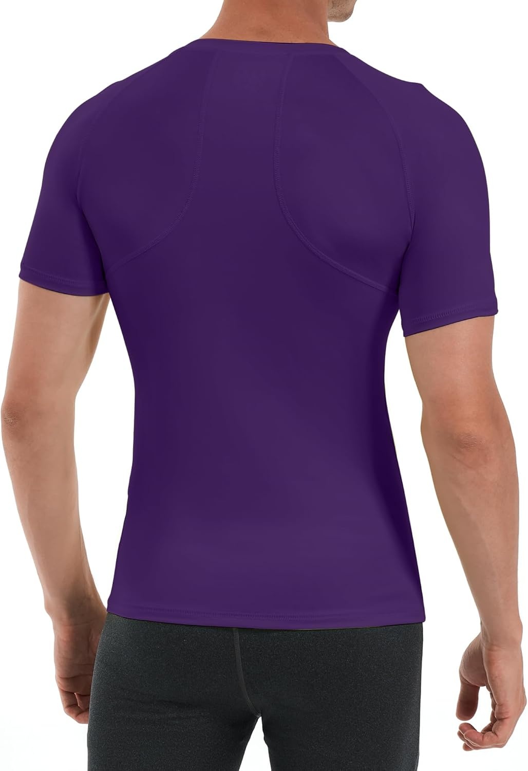 image:imageRunhit Short Sleeve Compression Shirts for Men Quick Dry Cool Mens Compression TShirt Athletic Workout Base LayerPurple