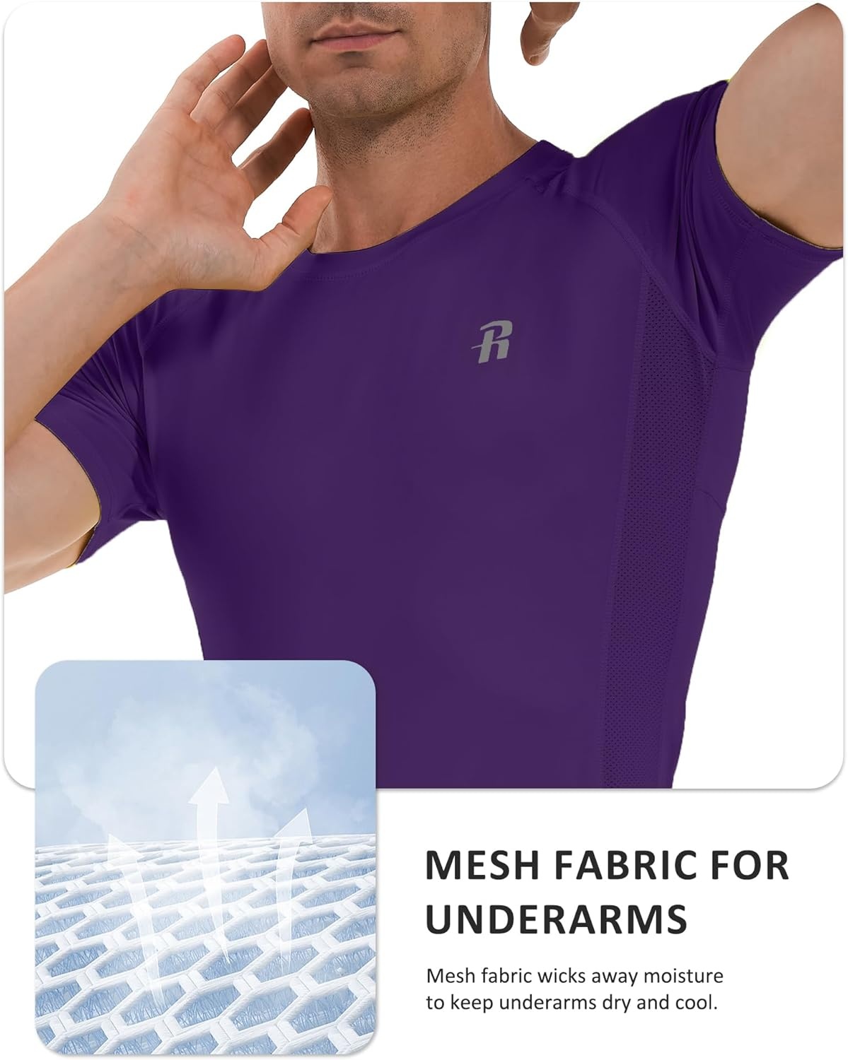 image:imageRunhit Short Sleeve Compression Shirts for Men Quick Dry Cool Mens Compression TShirt Athletic Workout Base LayerPurple