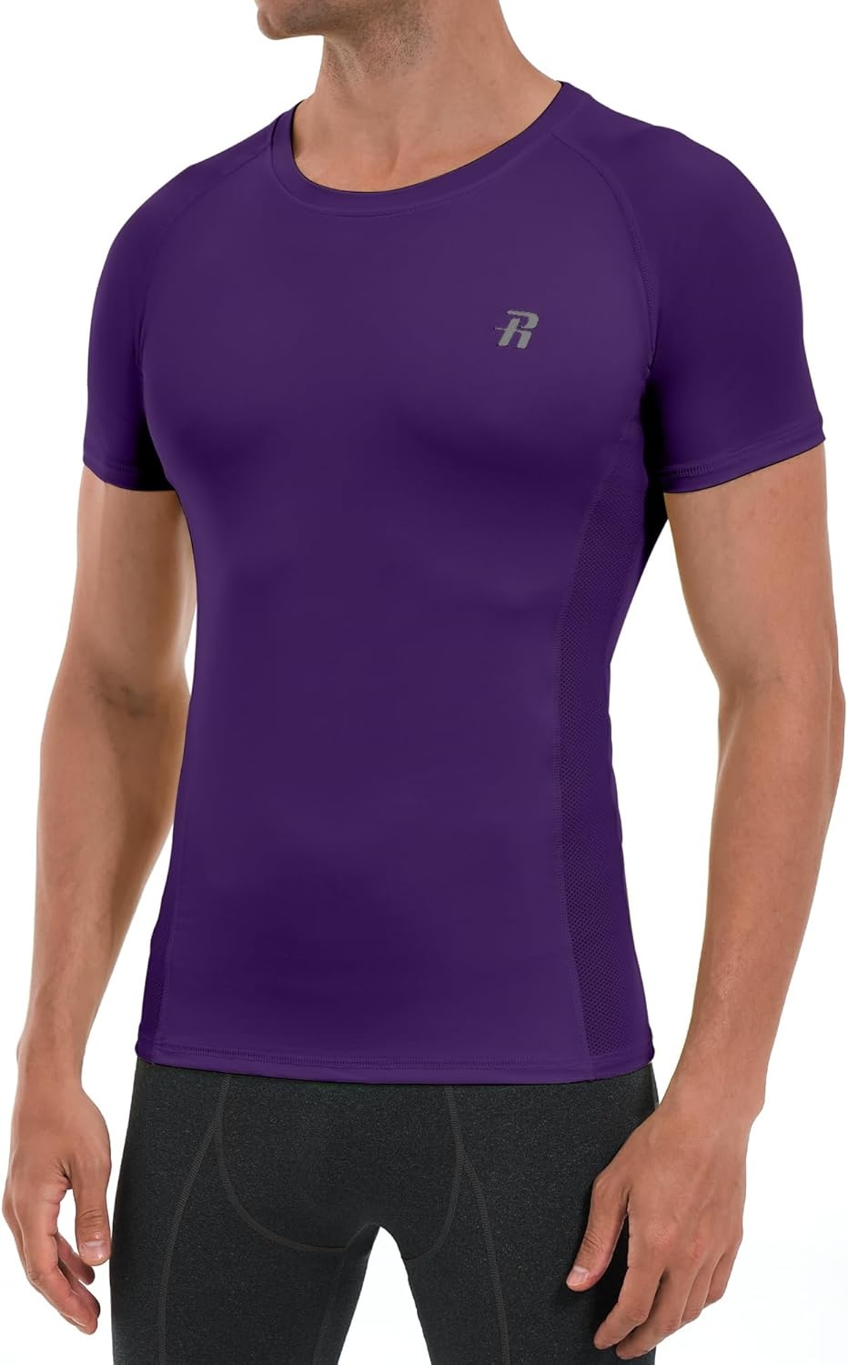 image:imageRunhit Short Sleeve Compression Shirts for Men Quick Dry Cool Mens Compression TShirt Athletic Workout Base LayerPurple