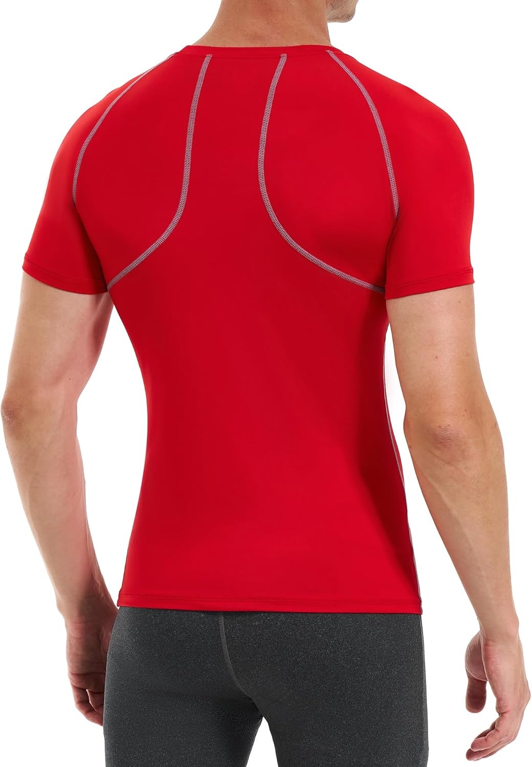 image:imageRunhit Short Sleeve Compression Shirts for Men Quick Dry Cool Mens Compression TShirt Athletic Workout Base LayerRed