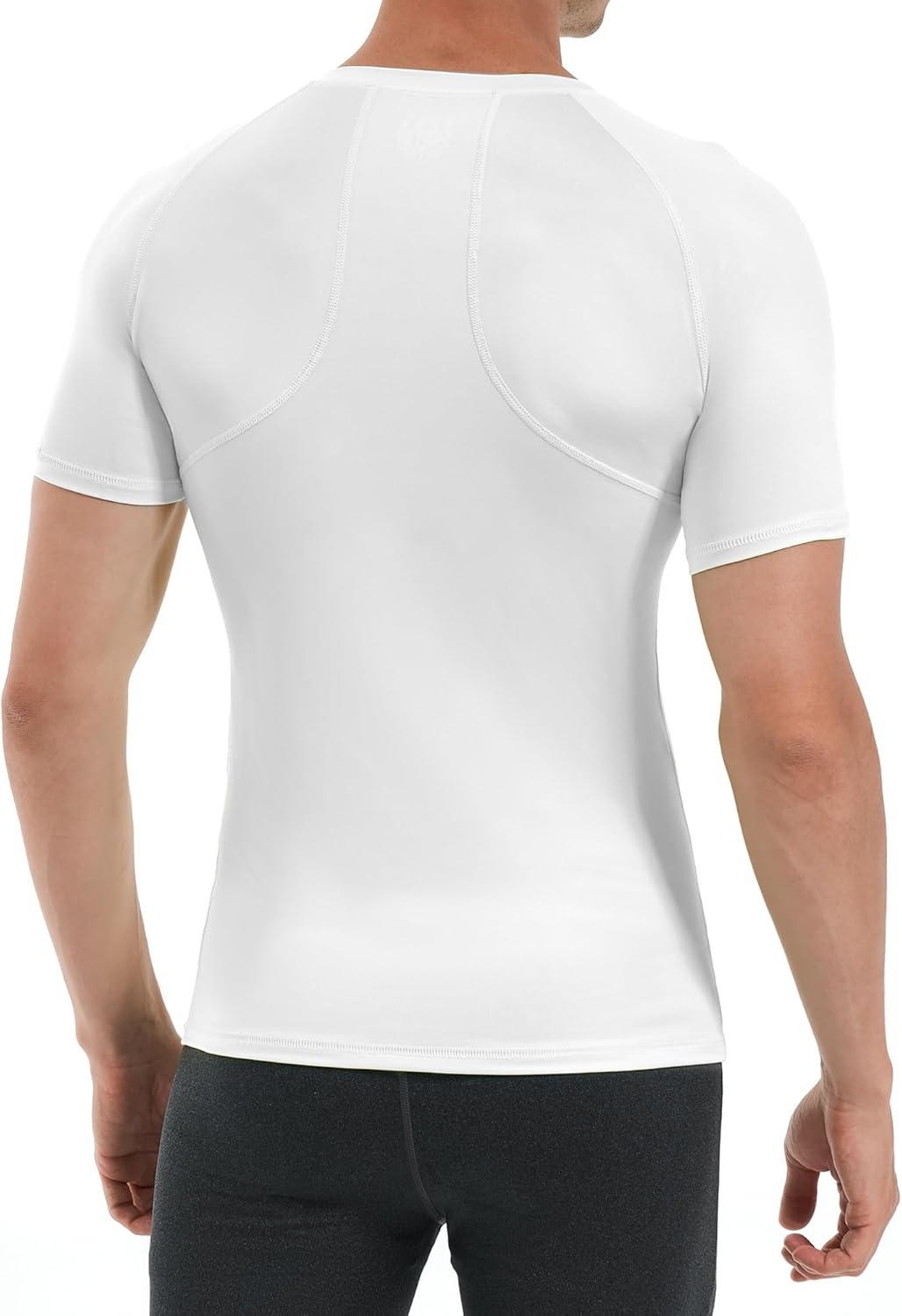 image:imageRunhit Short Sleeve Compression Shirts for Men Quick Dry Cool Mens Compression TShirt Athletic Workout Base LayerWhite