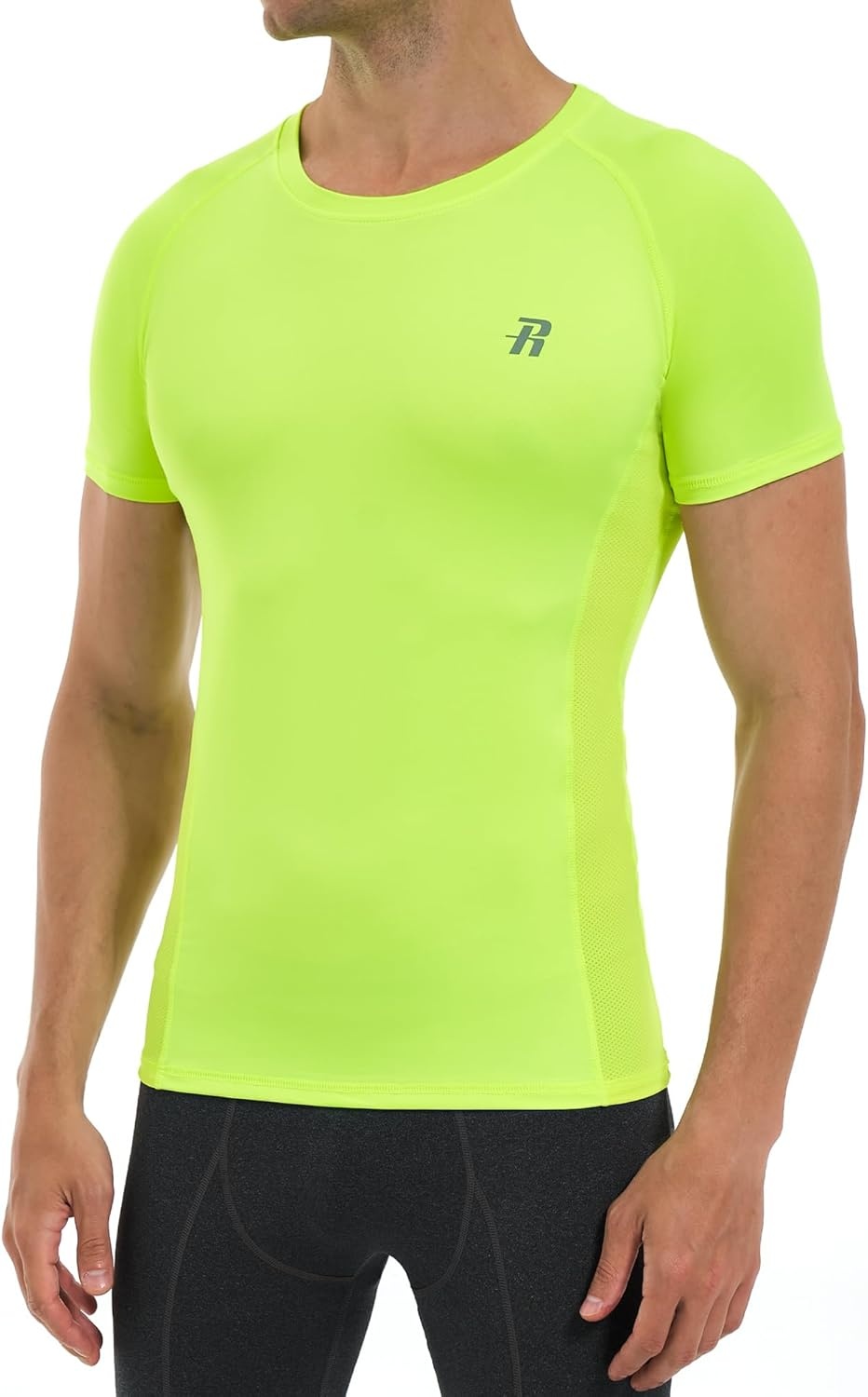 image:imageRunhit Short Sleeve Compression Shirts for Men Quick Dry Cool Mens Compression TShirt Athletic Workout Base LayerYellow