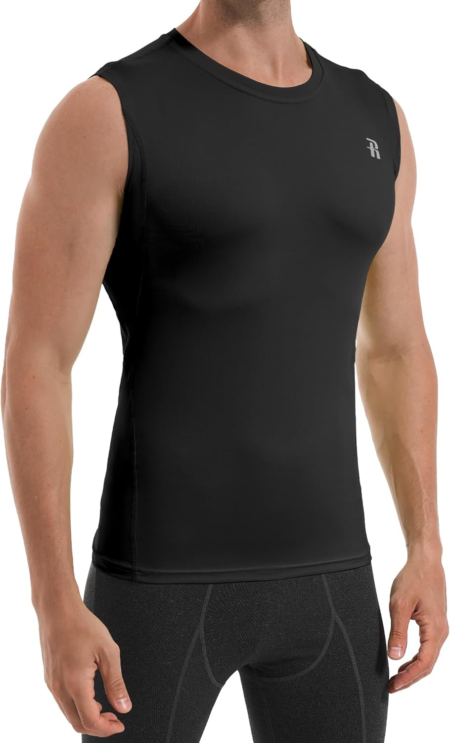 image:imageRunhit Sleeveless Compression Shirt Men Tank Top Athletic Muscle Shirts for MenBlack