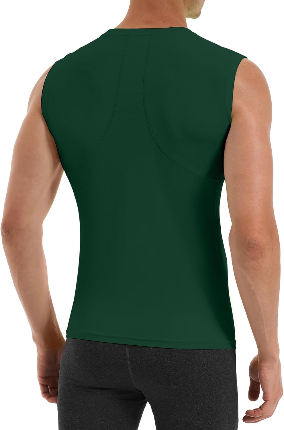 image:imageRunhit Sleeveless Compression Shirt Men Tank Top Athletic Muscle Shirts for MenDark Green
