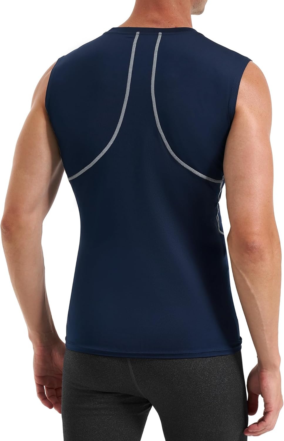image:imageRunhit Sleeveless Compression Shirt Men Tank Top Athletic Muscle Shirts for MenNavy