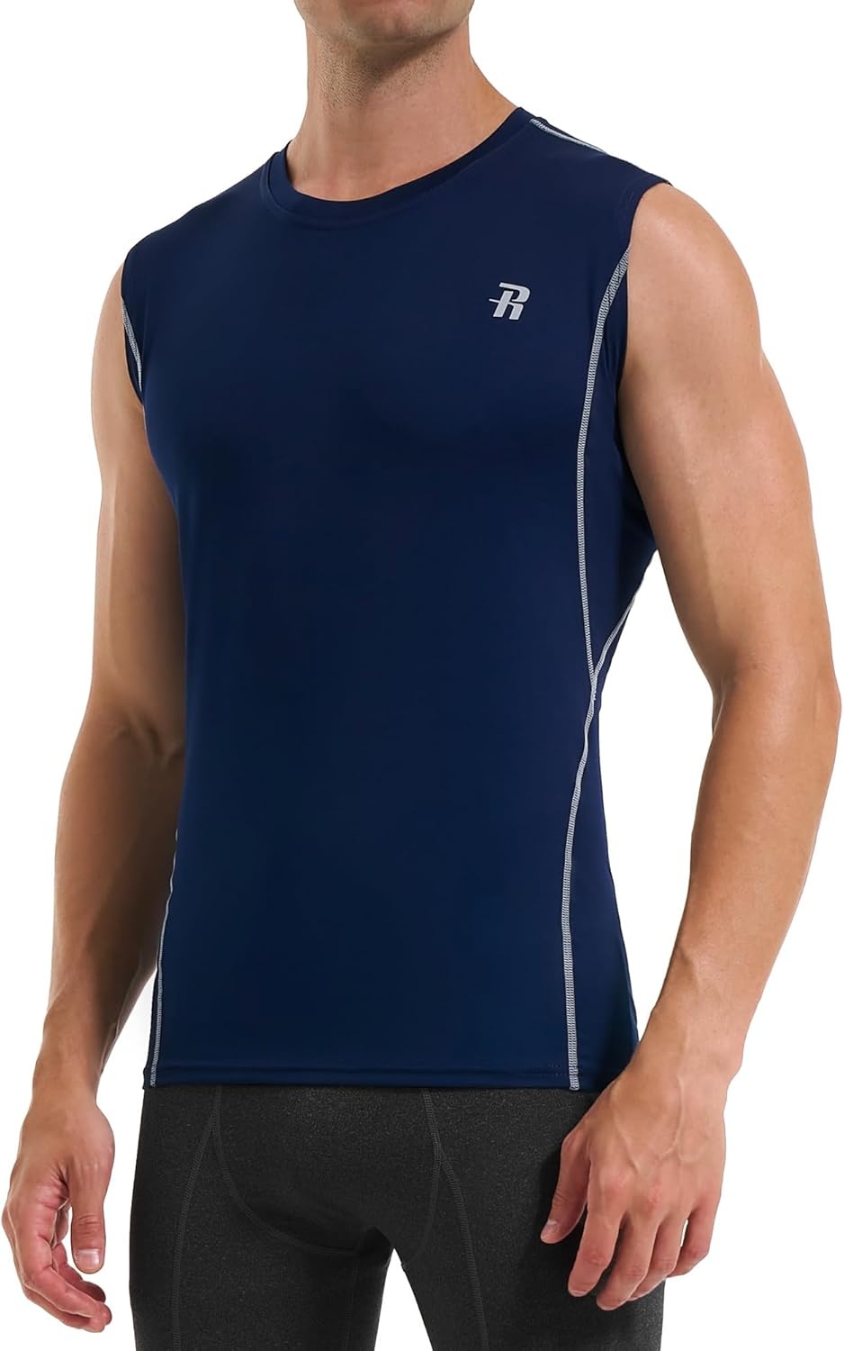 image:imageRunhit Sleeveless Compression Shirt Men Tank Top Athletic Muscle Shirts for MenNavy