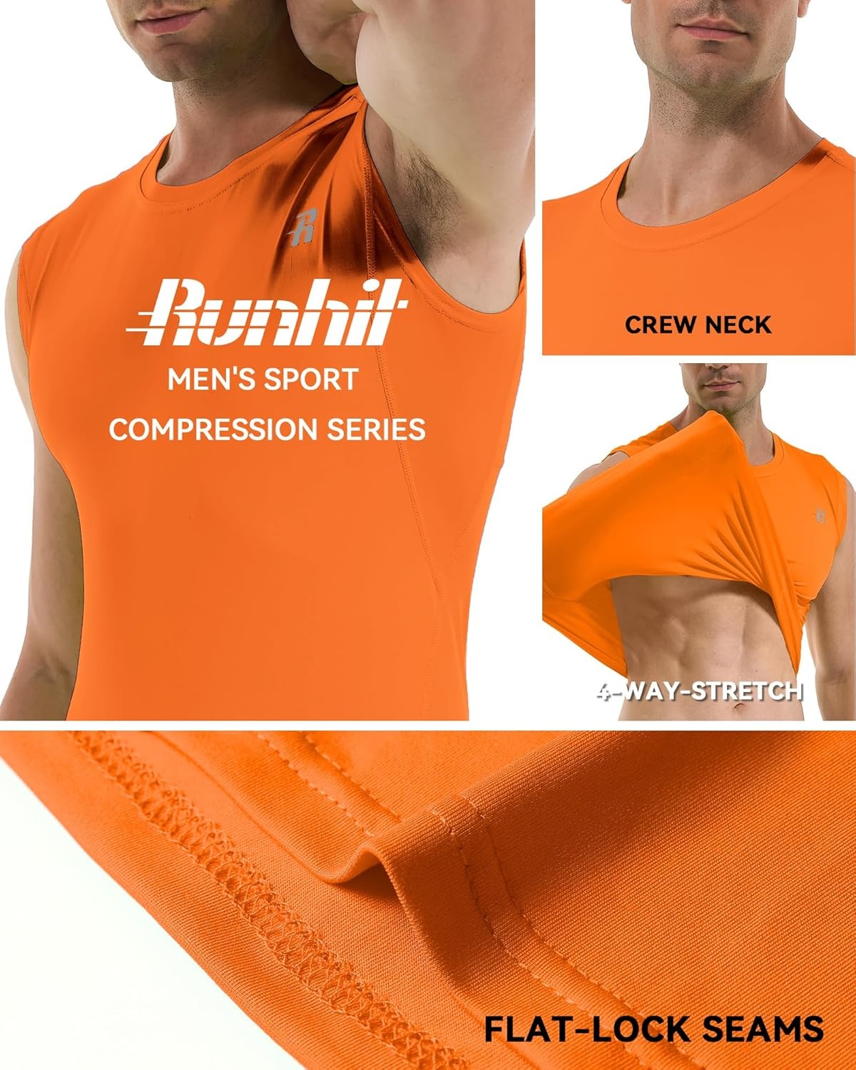 image:imageRunhit Sleeveless Compression Shirt Men Tank Top Athletic Muscle Shirts for MenOrange
