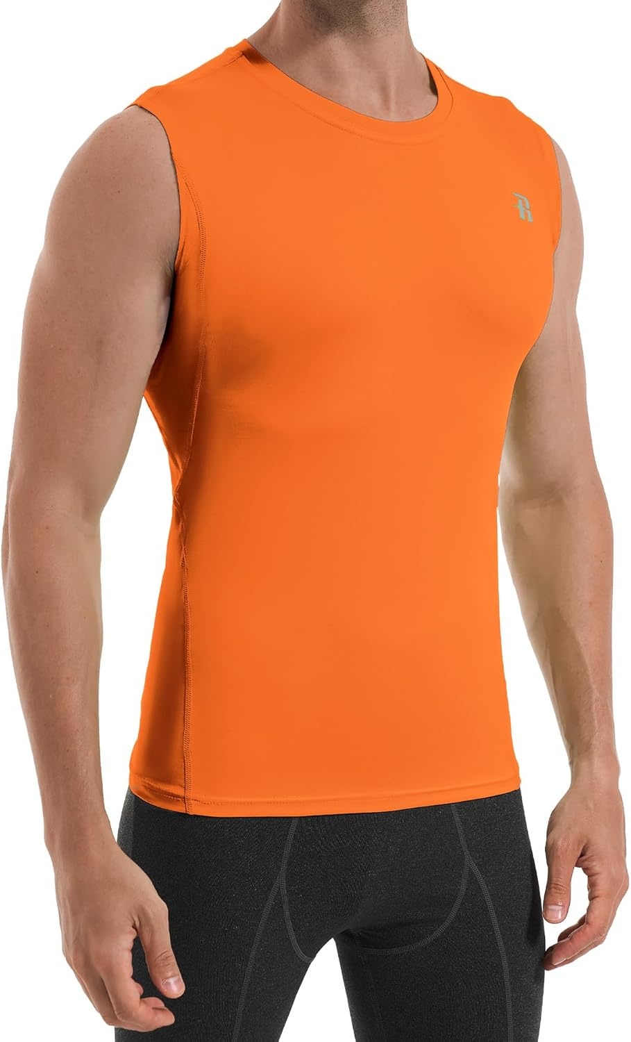 image:imageRunhit Sleeveless Compression Shirt Men Tank Top Athletic Muscle Shirts for MenOrange