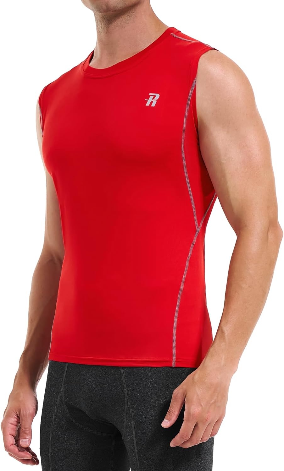 image:imageRunhit Sleeveless Compression Shirt Men Tank Top Athletic Muscle Shirts for MenRed