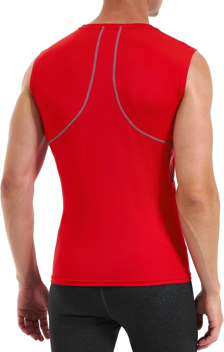 image:imageRunhit Sleeveless Compression Shirt Men Tank Top Athletic Muscle Shirts for MenRed